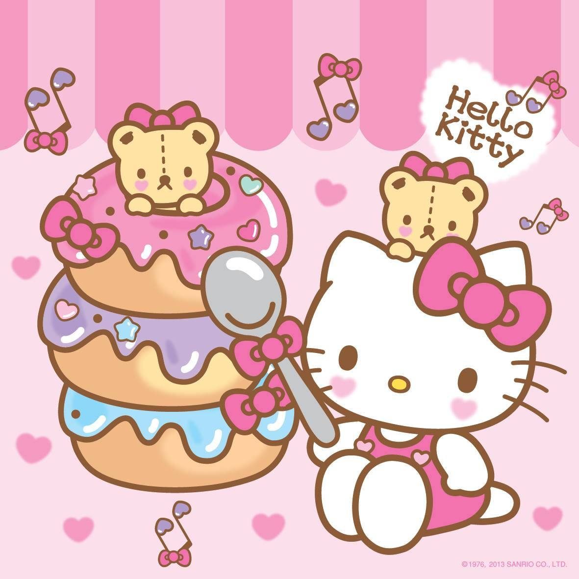 Donuts na Hello Kitty PFP ya Katuni Picha ya Ukuta