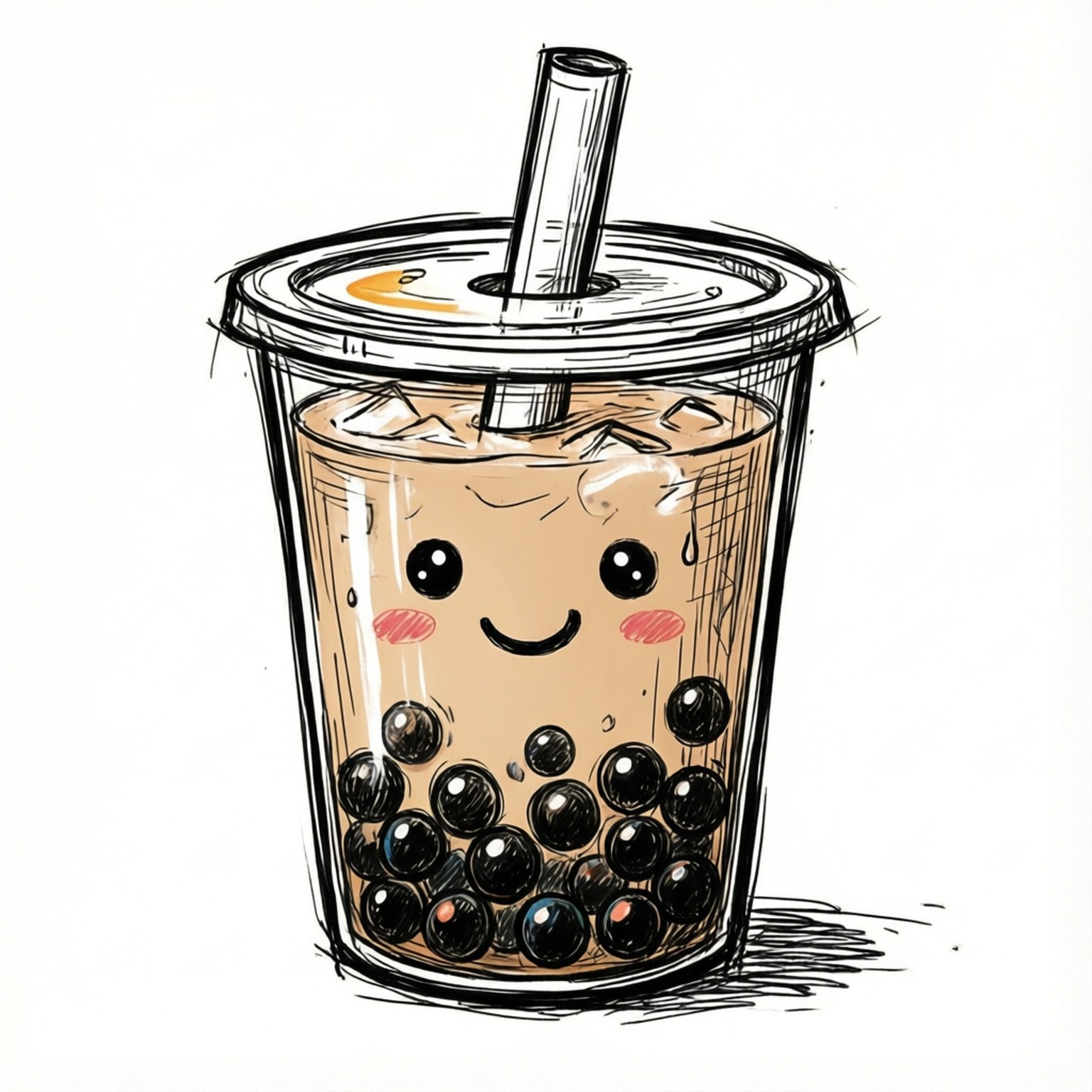 Doodle Boba Faces Picha ya Ukuta