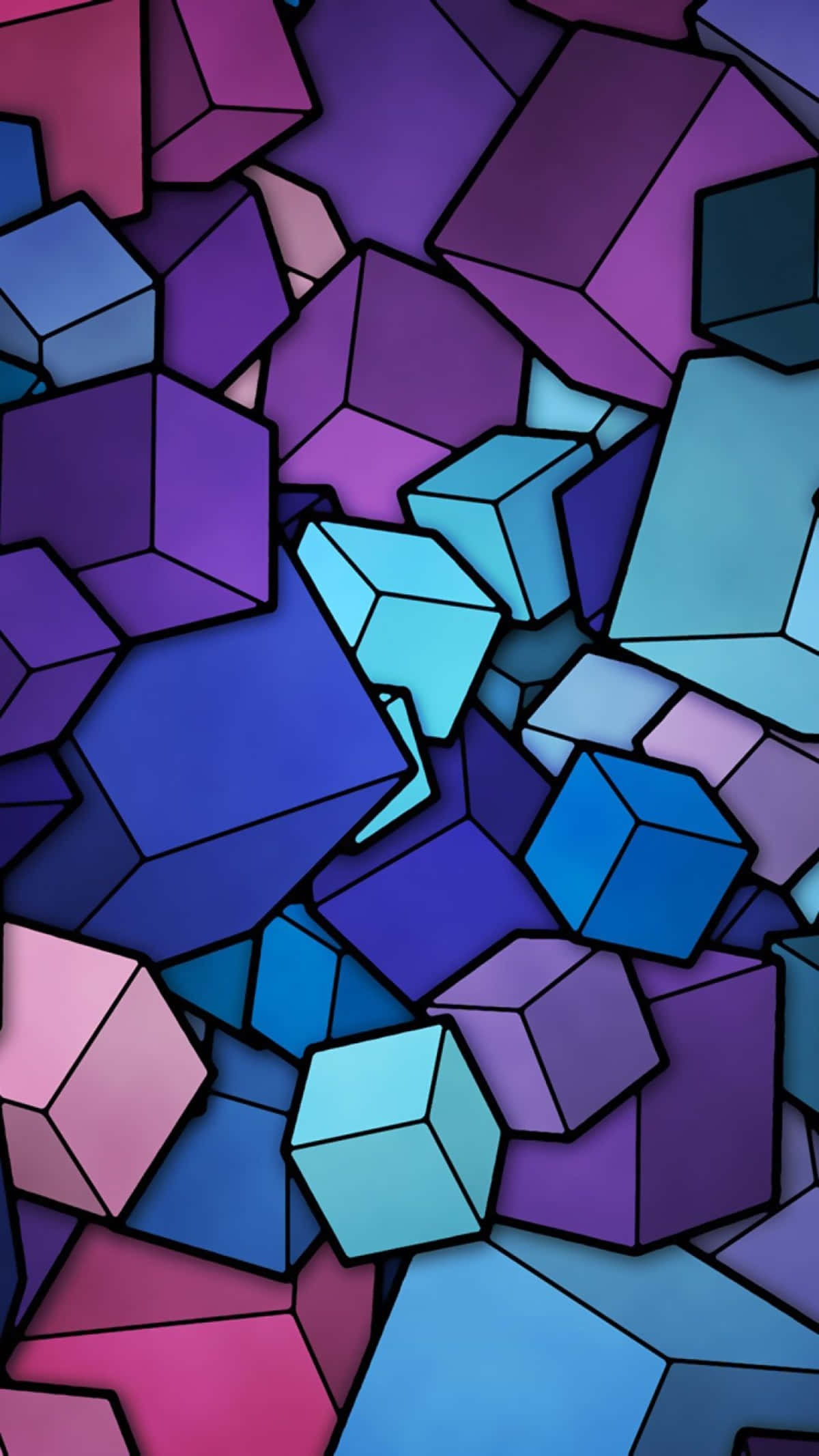 Doodle Cube Rangi 4K Simu Picha ya Ukuta