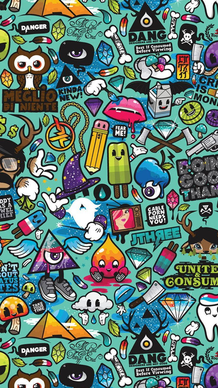 Doodles za Simu za Kufurahisha Picha ya Ukuta