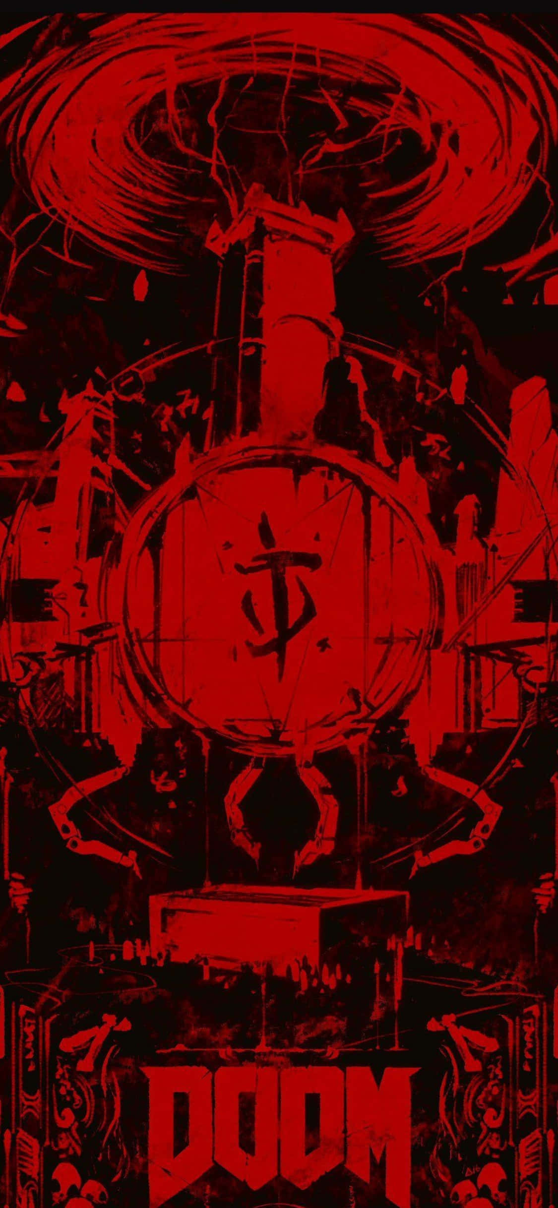 Doom Red Black iPhone Xs Background Picha ya Ukuta