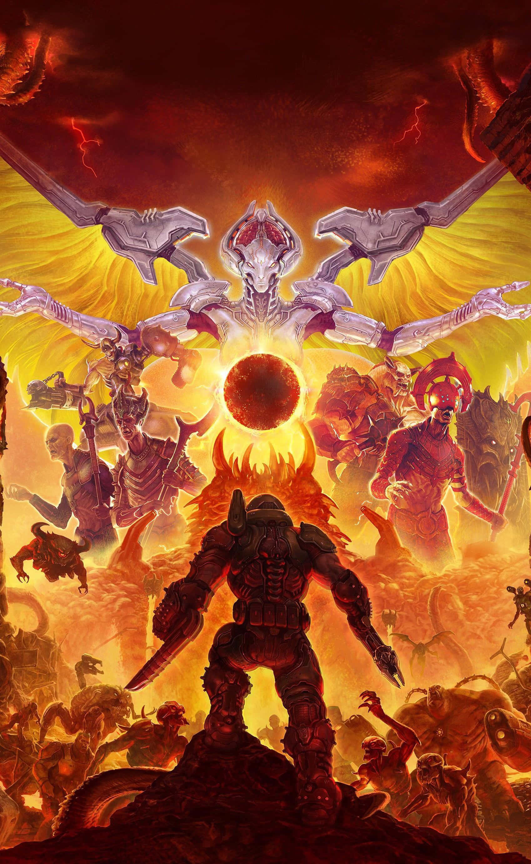 doomsday - poster yenye shetani na shetani Picha ya Ukuta