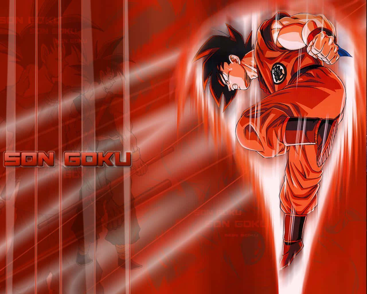 Dragon Ball Z Goku Akiruka Dhidi ya Nyekundu Picha ya Ukuta