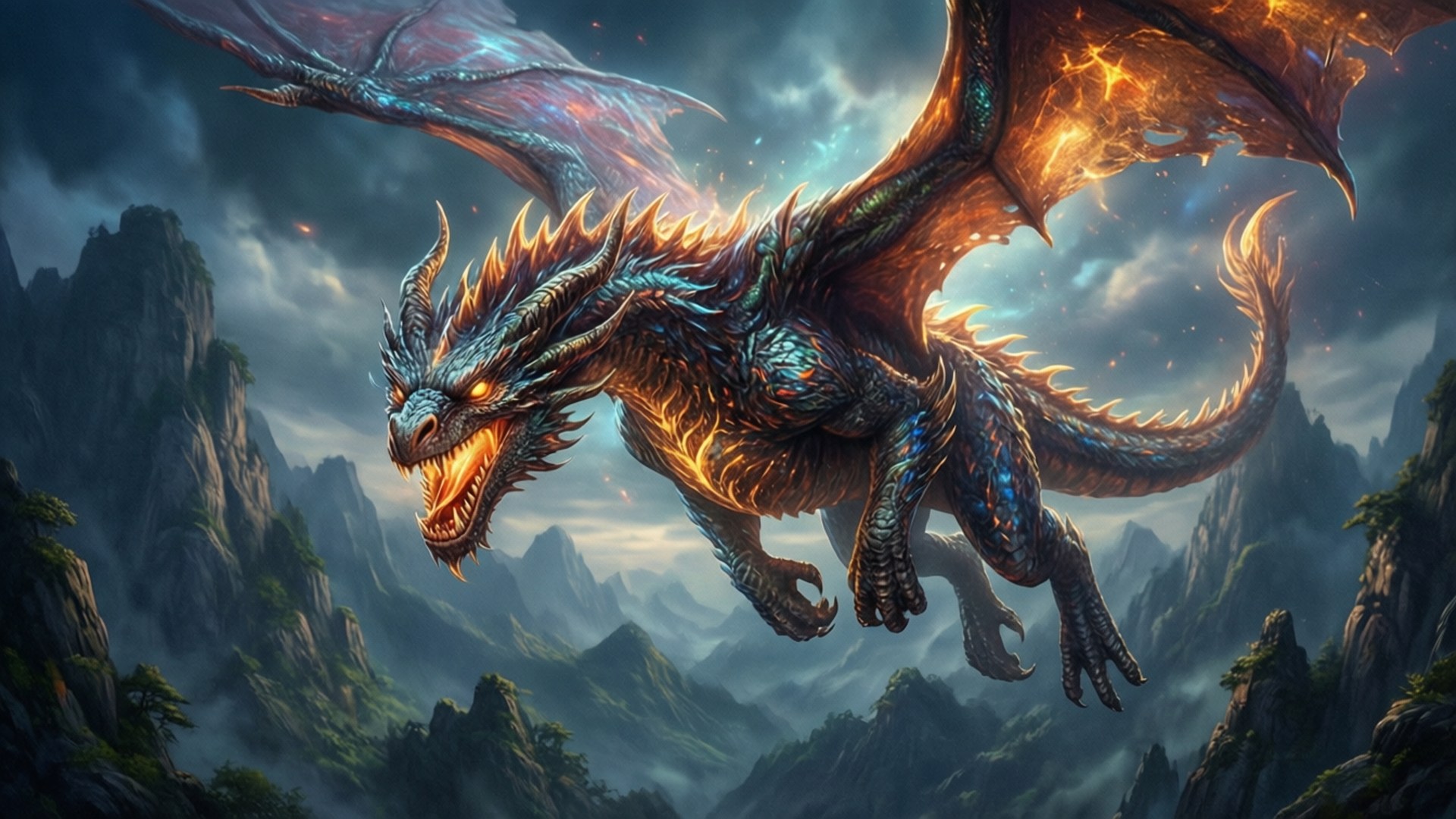 Dragon Juu ya Mlima Picha ya Ukuta