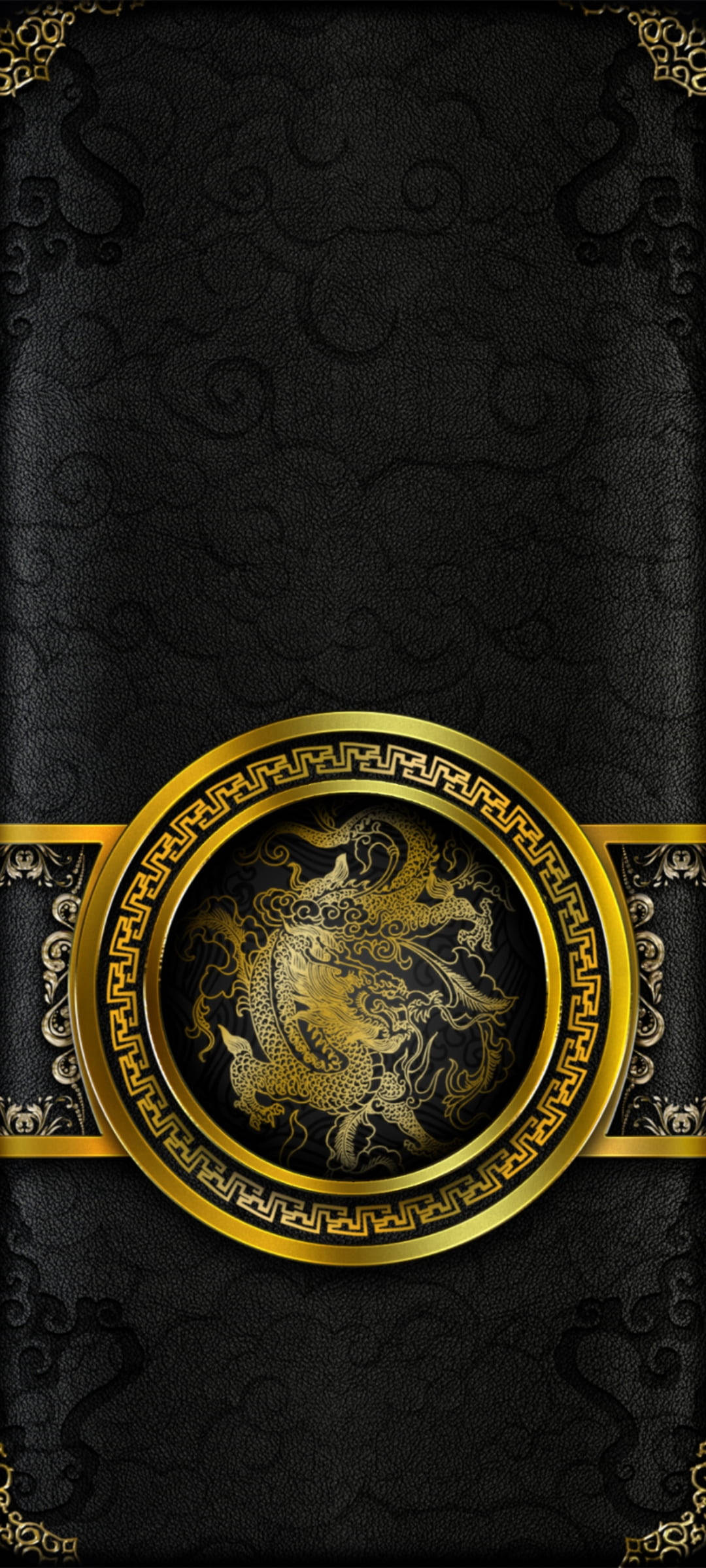 Dragon wa China Mweusi na Dhahabu iPhone Picha ya Ukuta