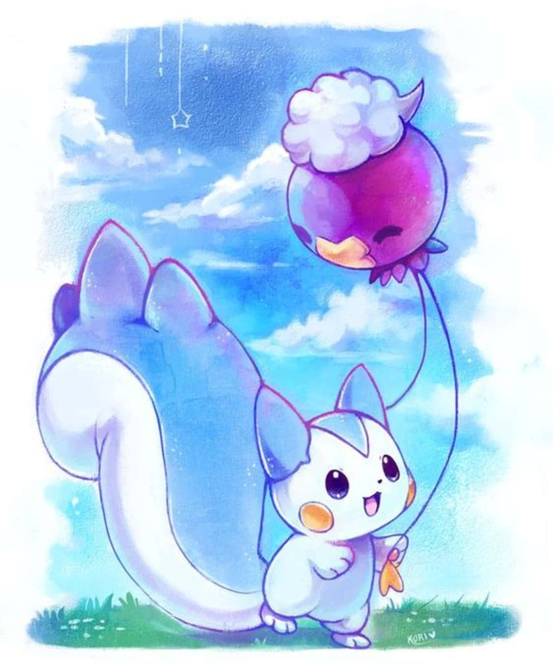 Drifblim na Pachirisu Picha ya Ukuta