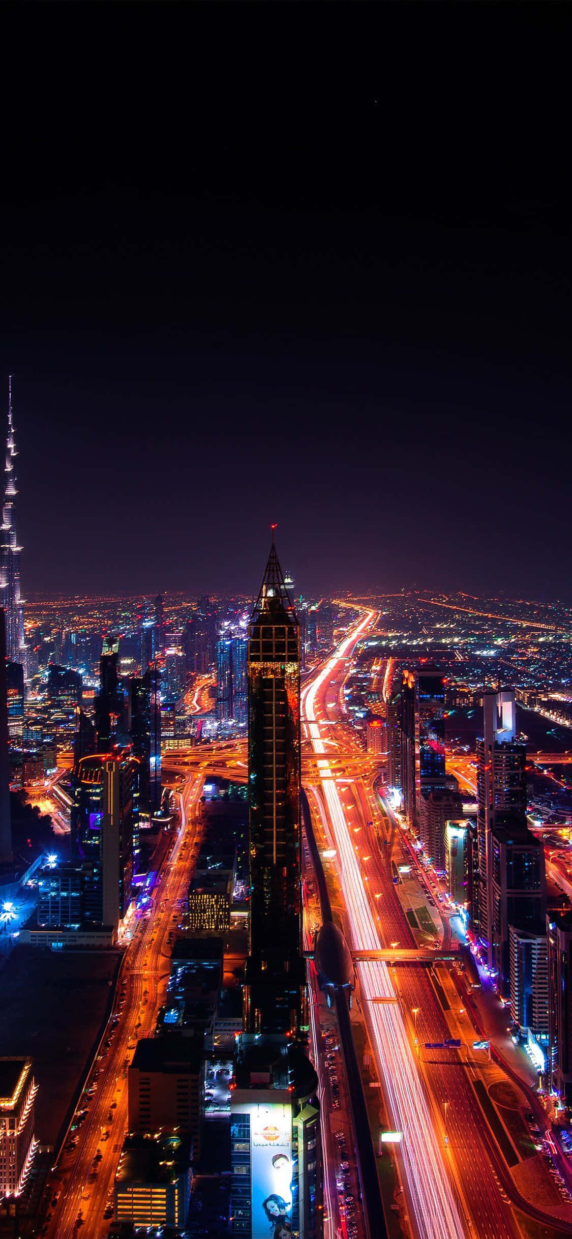 Dubai City iPhone Display At Night Picha ya Ukuta