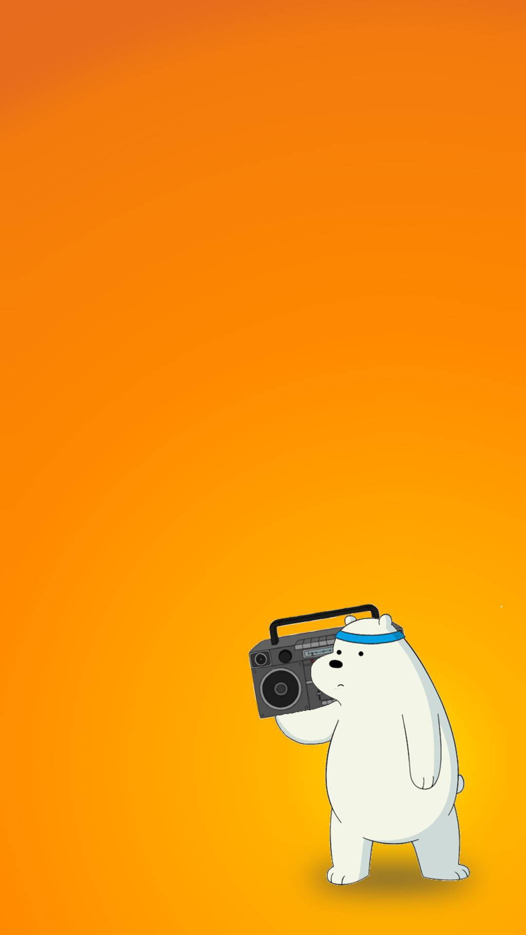 Dubai wa Barafu We Bare Bears Boombox Rangi ya Chungwa Aesthetic Picha ya Ukuta