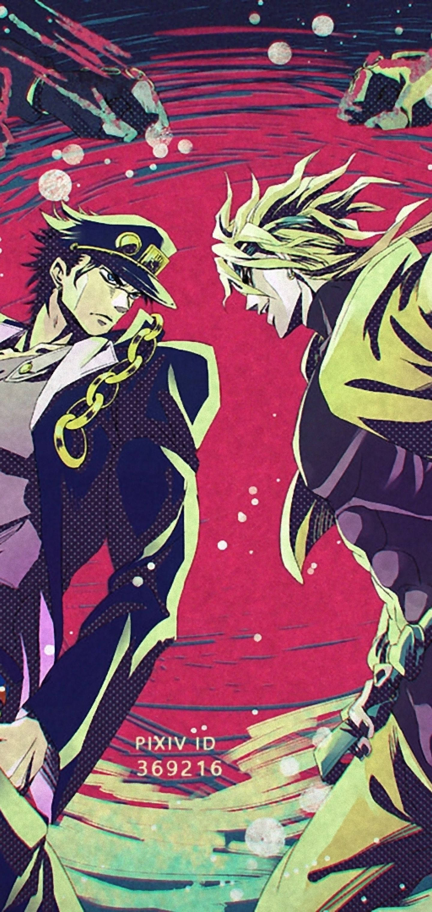 Dueli ya kihistoria kati ya Jotaro na Dio kutoka Jojo Bizarre Adventure Picha ya Ukuta