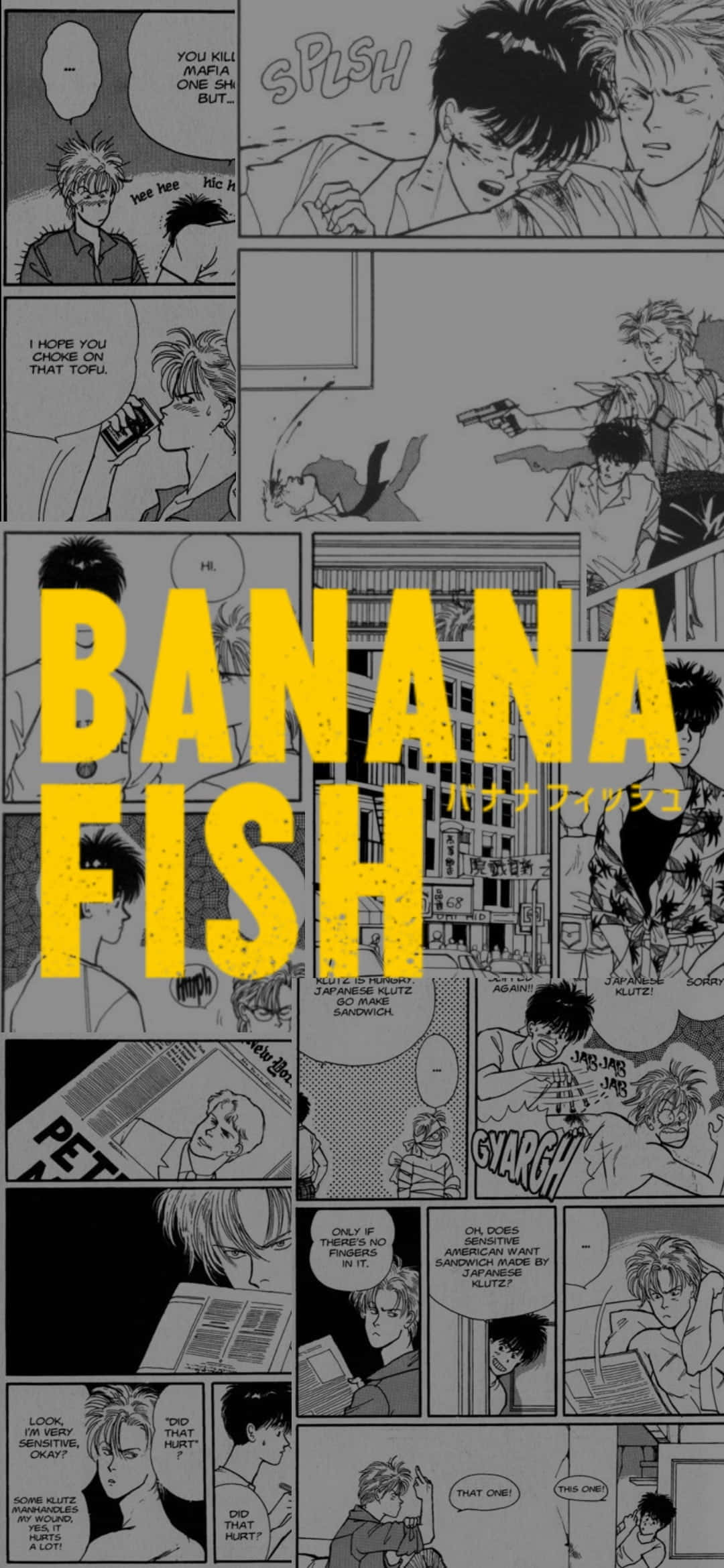 Dynamic Duo in Action - Ash Lynx and Eiji Okumura from Banana Fish Picha ya Ukuta