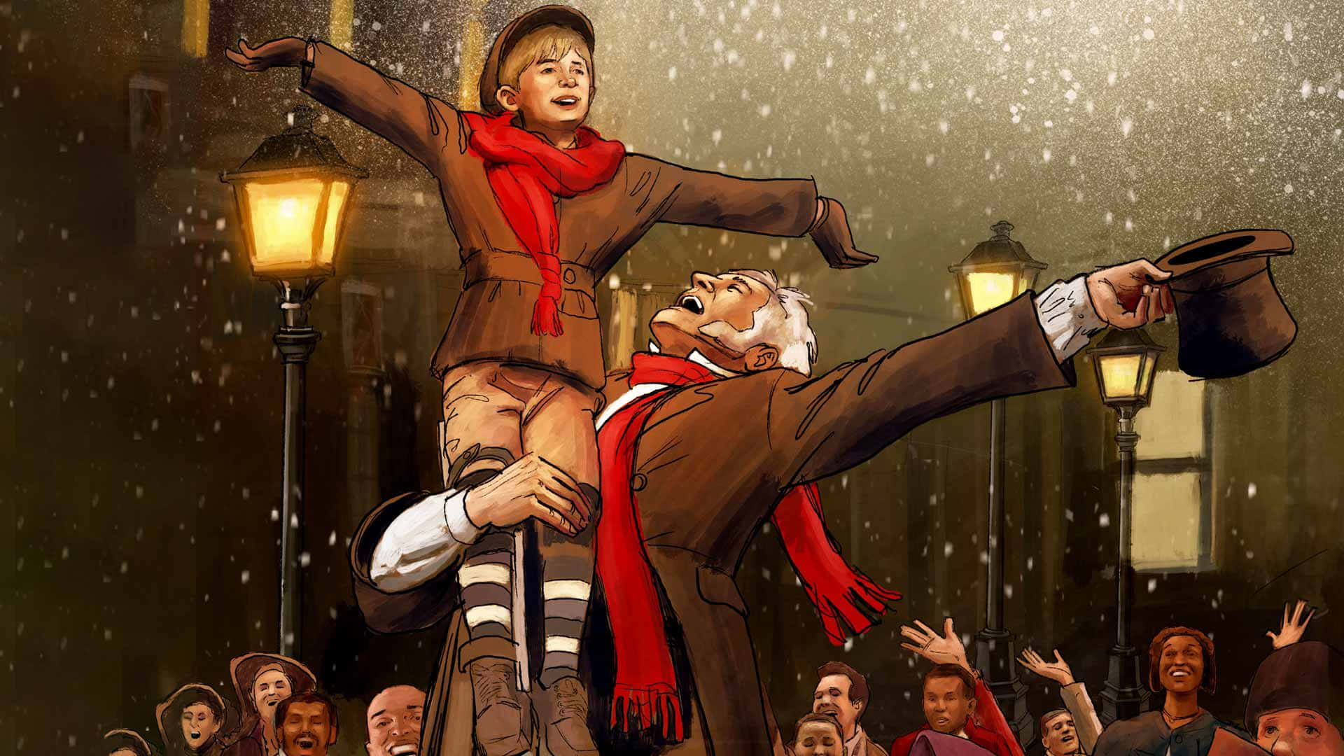 Ebenezer Scrooge Inafurahia Rohi ya Krismasi Picha ya Ukuta