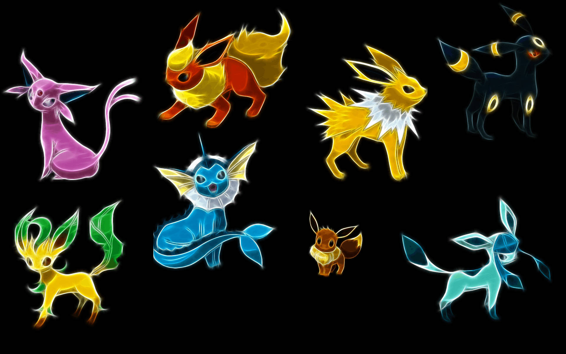 Elektrini Flareon Mandharinyuma Nyeusi Picha ya Ukuta