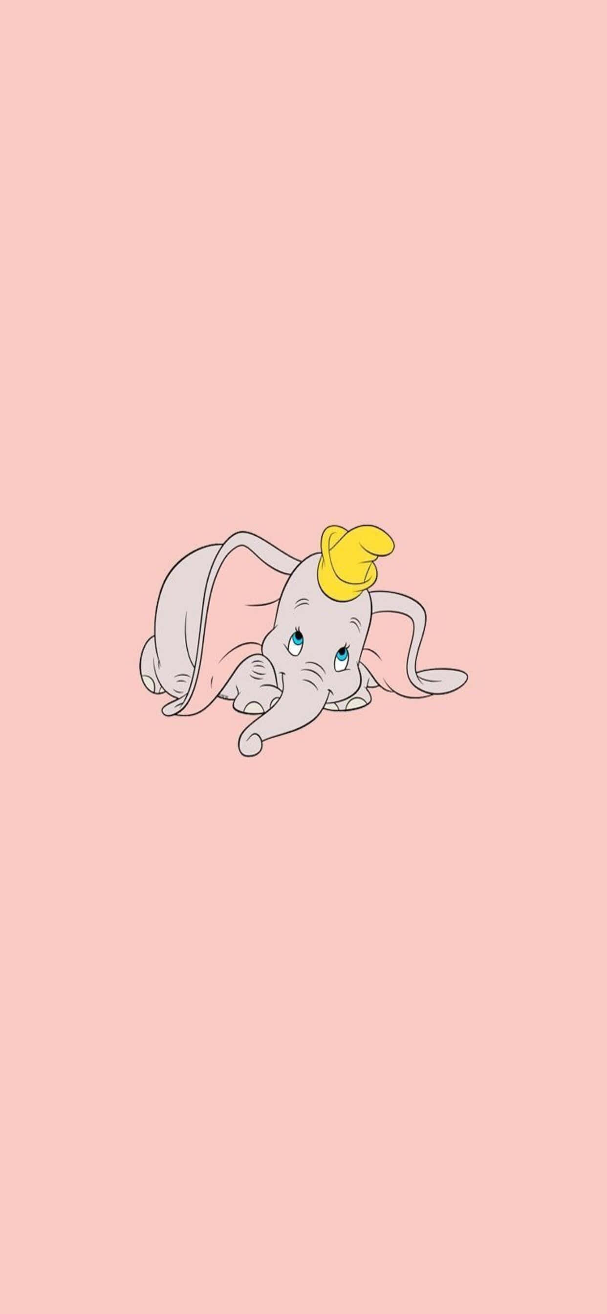 an elephant with a yellow hat on a pink background Picha ya Ukuta