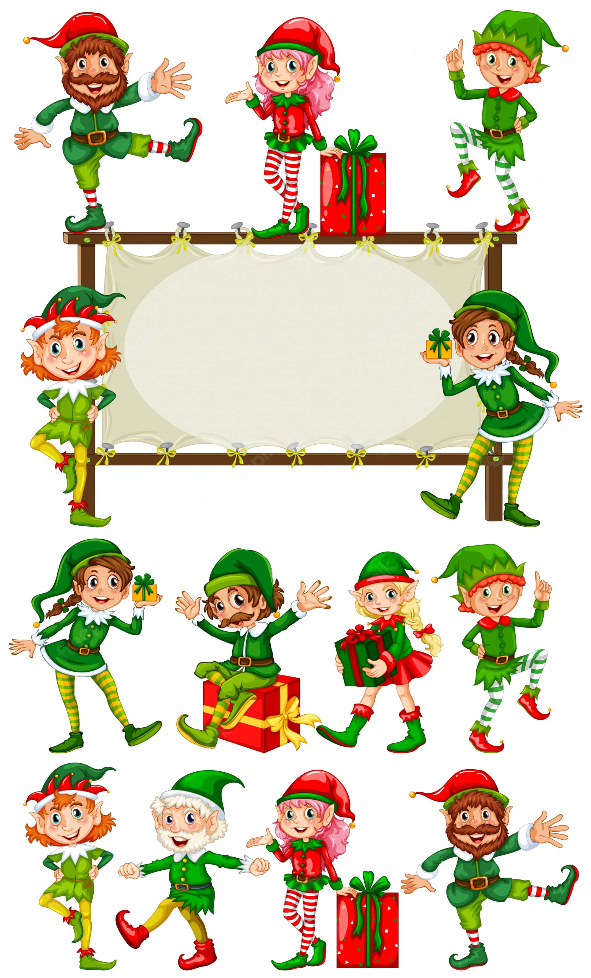 Elves za Krismasi Zinazojipatia kwa Siku ya Krismasi Picha ya Ukuta