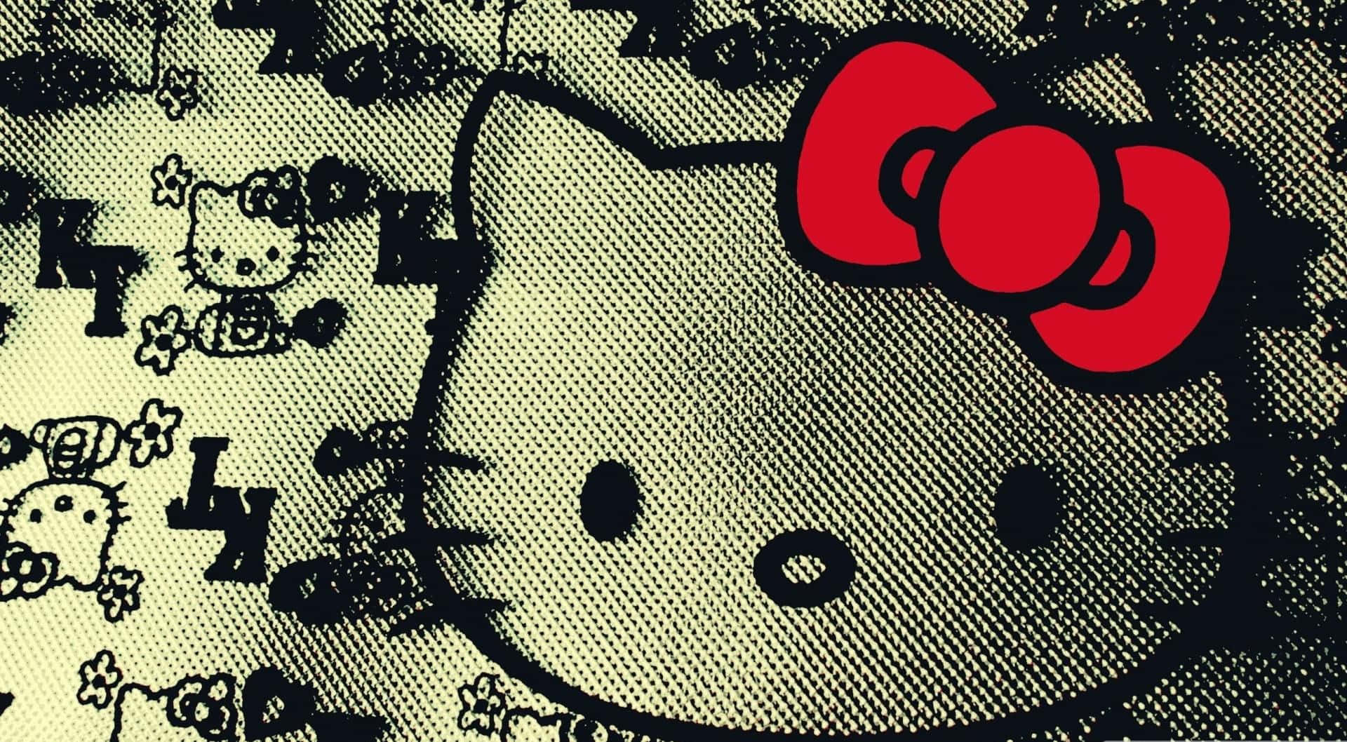 Emo Hello Kitty Utepe Mwekundu Picha ya Ukuta