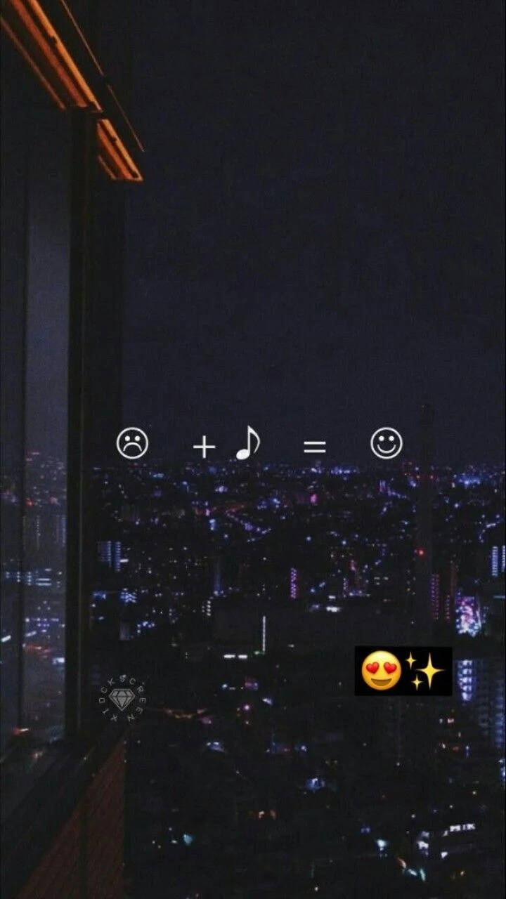 Emoji za Muziki Zenye Mwonekano Mzuri kwenye Mandhari ya Jiji Picha ya Ukuta