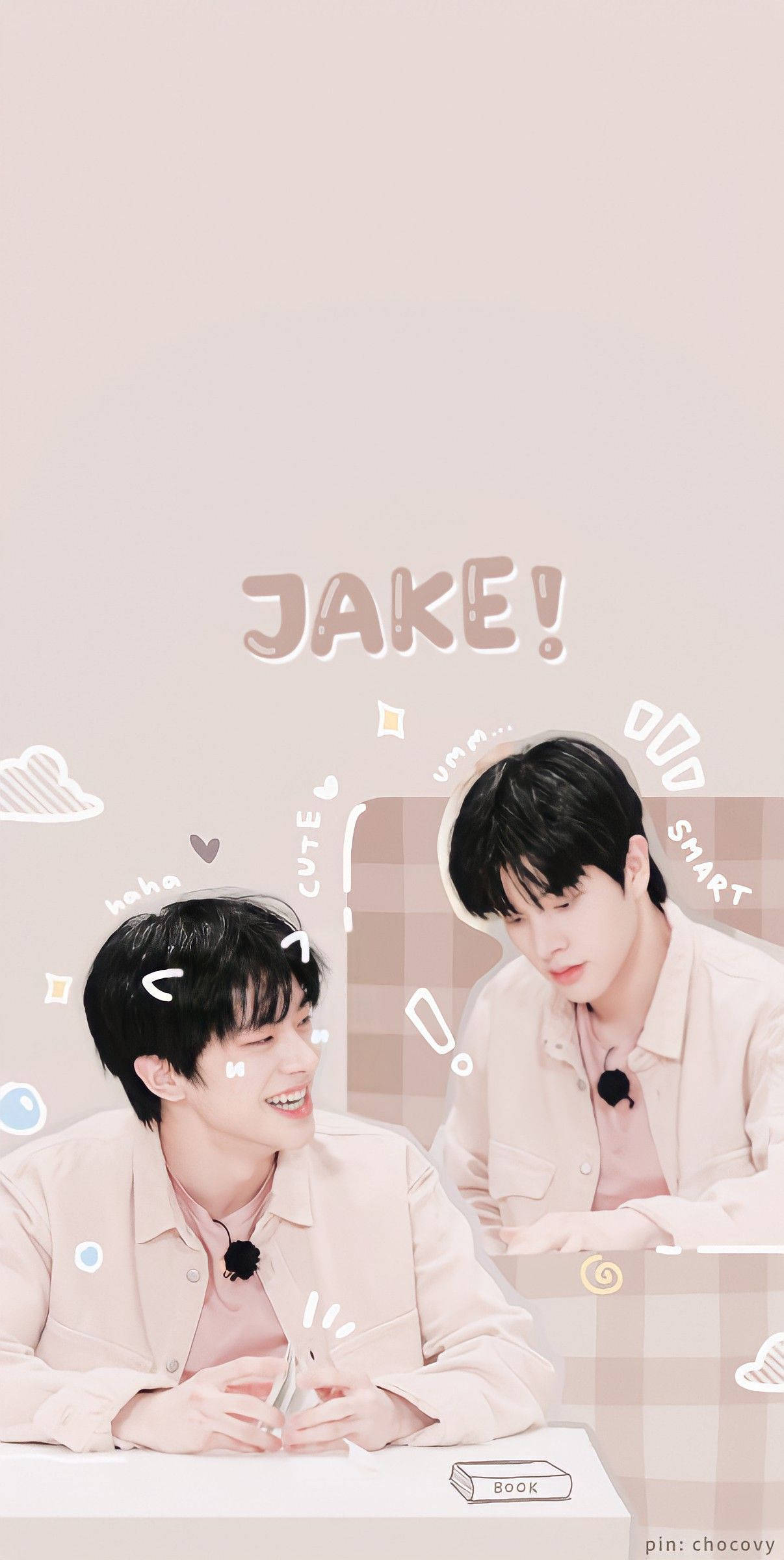 Enhypen Jake Kolaji Aesthetic Beige Picha ya Ukuta