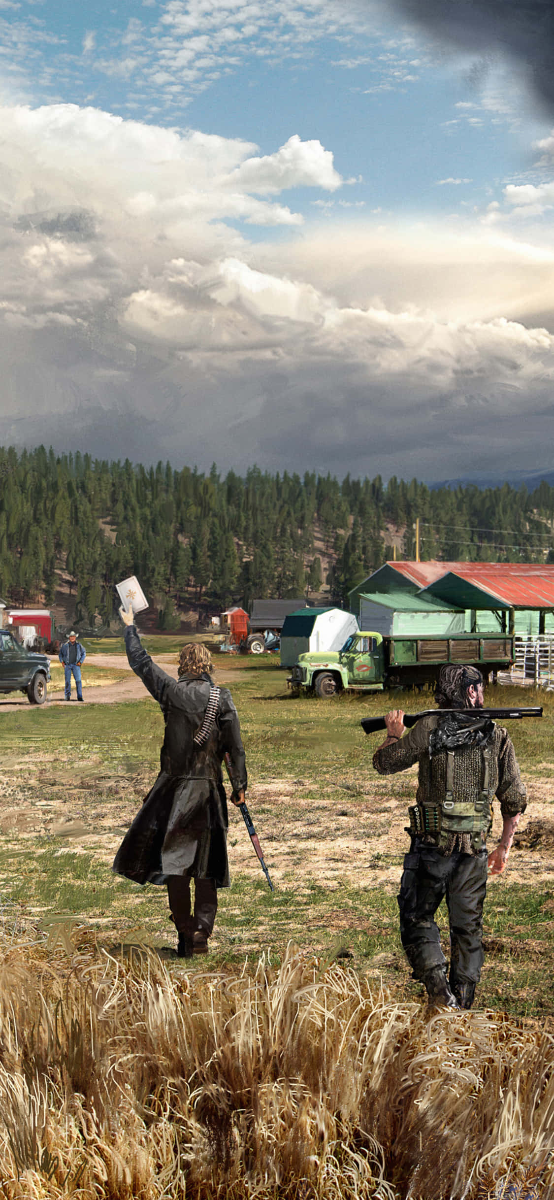 Enjoy the immersive experience of playing Far Cry 5 on iPhone Xs Picha ya Ukuta