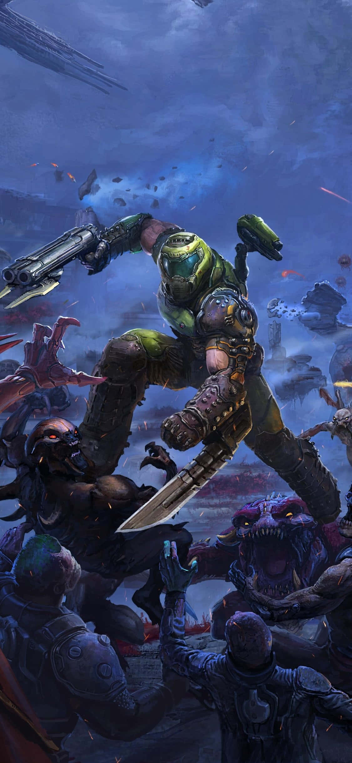 Enjoy the thrilling action of Doom Eternal on your iPhone Picha ya Ukuta