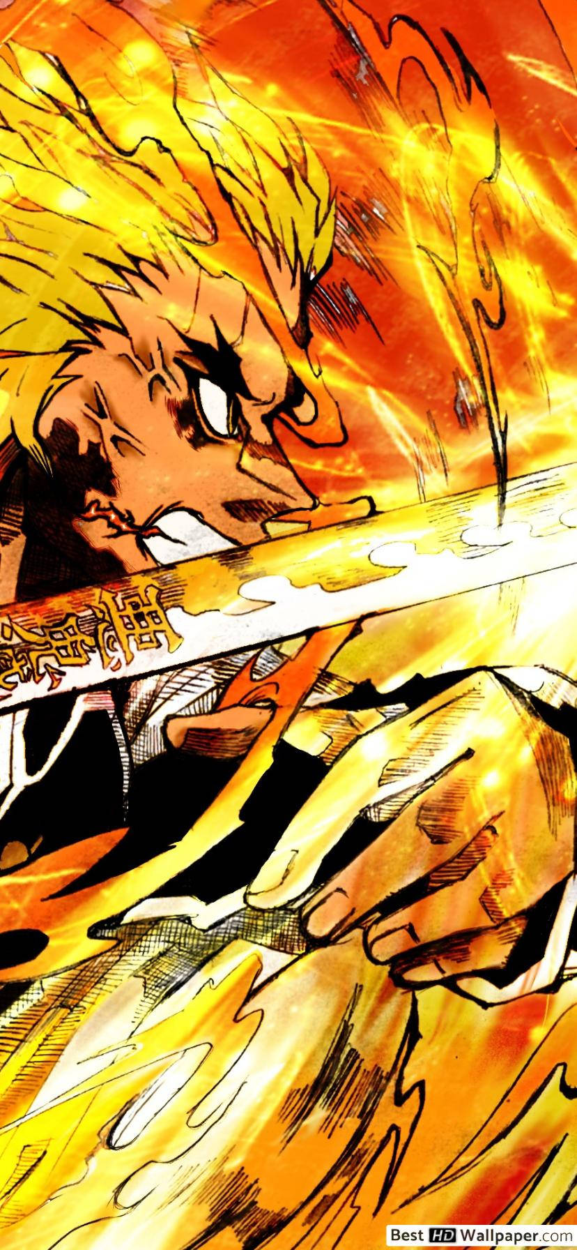 Enter the Flame of Rengoku Picha ya Ukuta