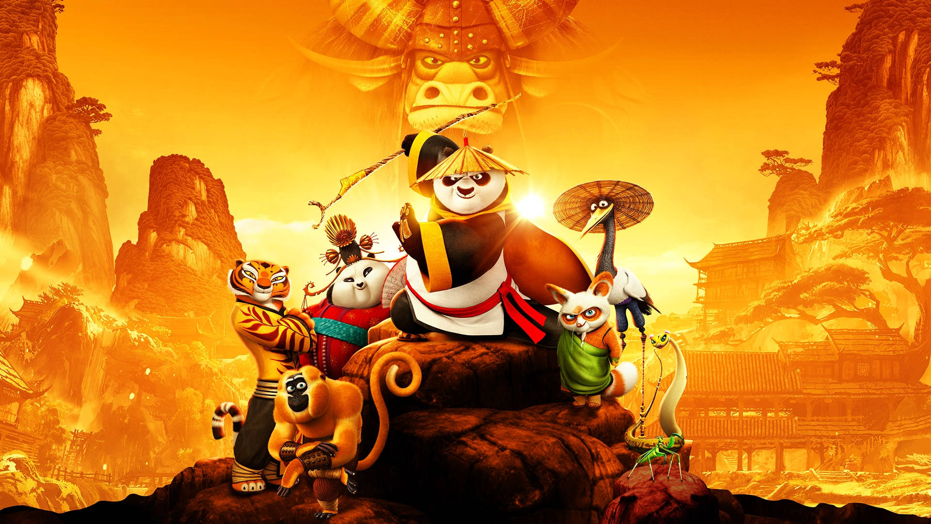 Epic Kung Fu Panda Pamoja na Marafiki Picha ya Ukuta