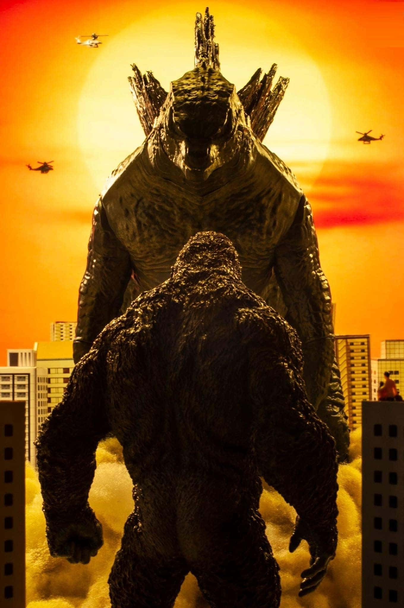 Epic Showdown between Godzilla and Kong Picha ya Ukuta