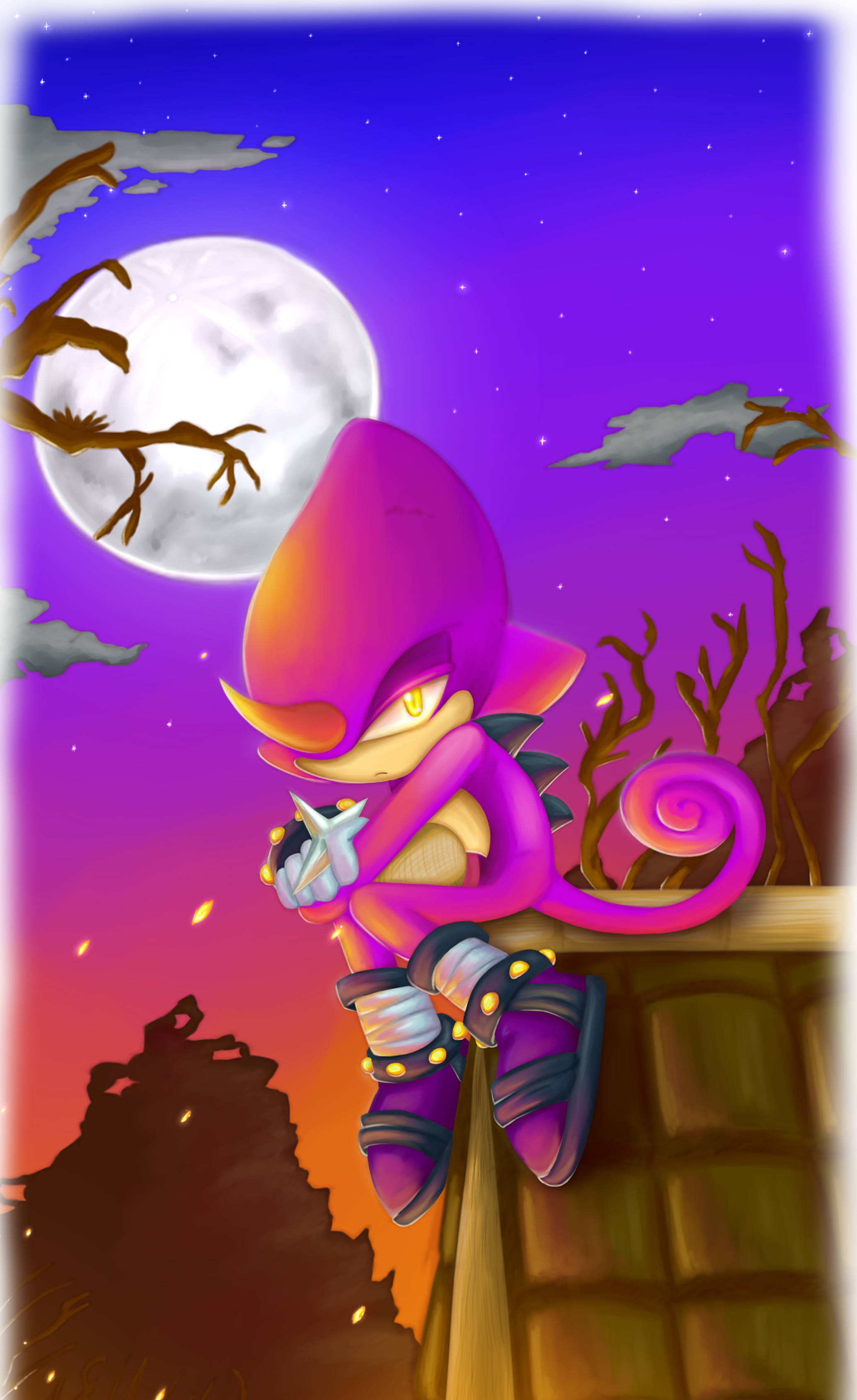 Espio The Chameleon Mwezi Kamili Picha ya Ukuta