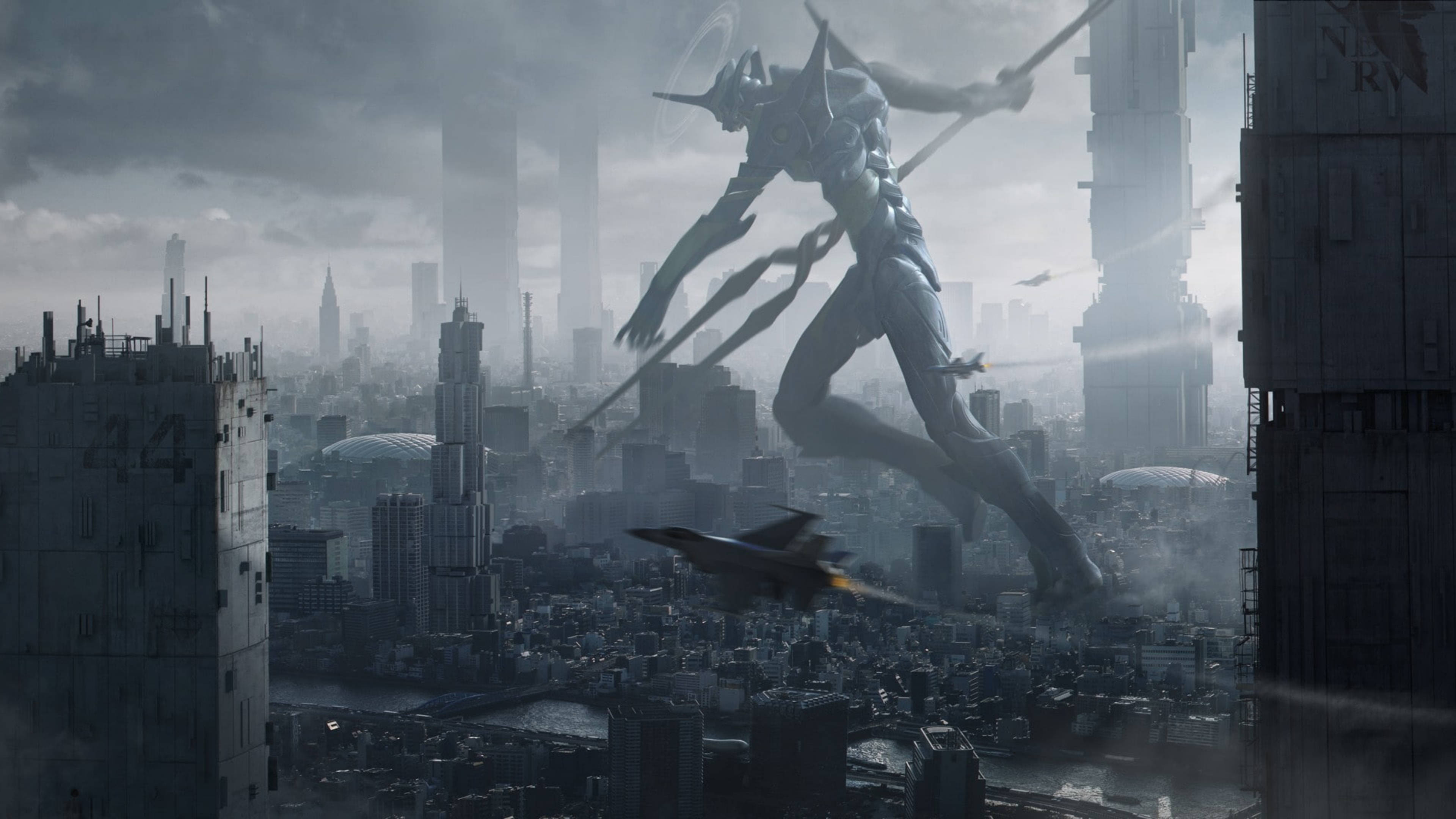 Evangelion 4K Jiji Lililonyamaza Picha ya Ukuta