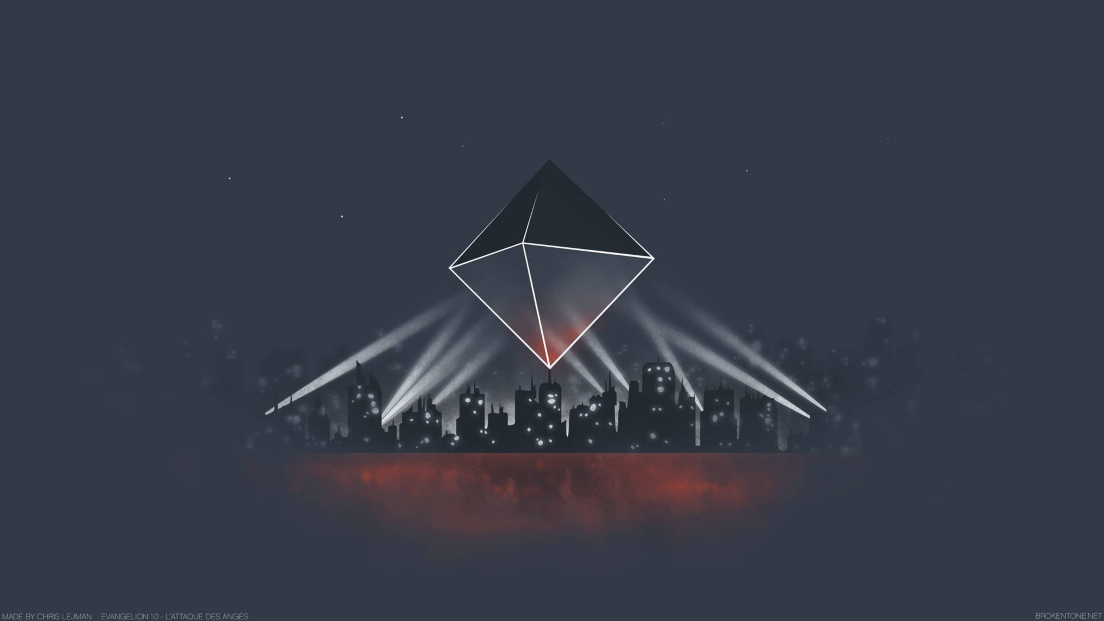 Evangelion 4K Ramiel Juu ya Jiji Picha ya Ukuta