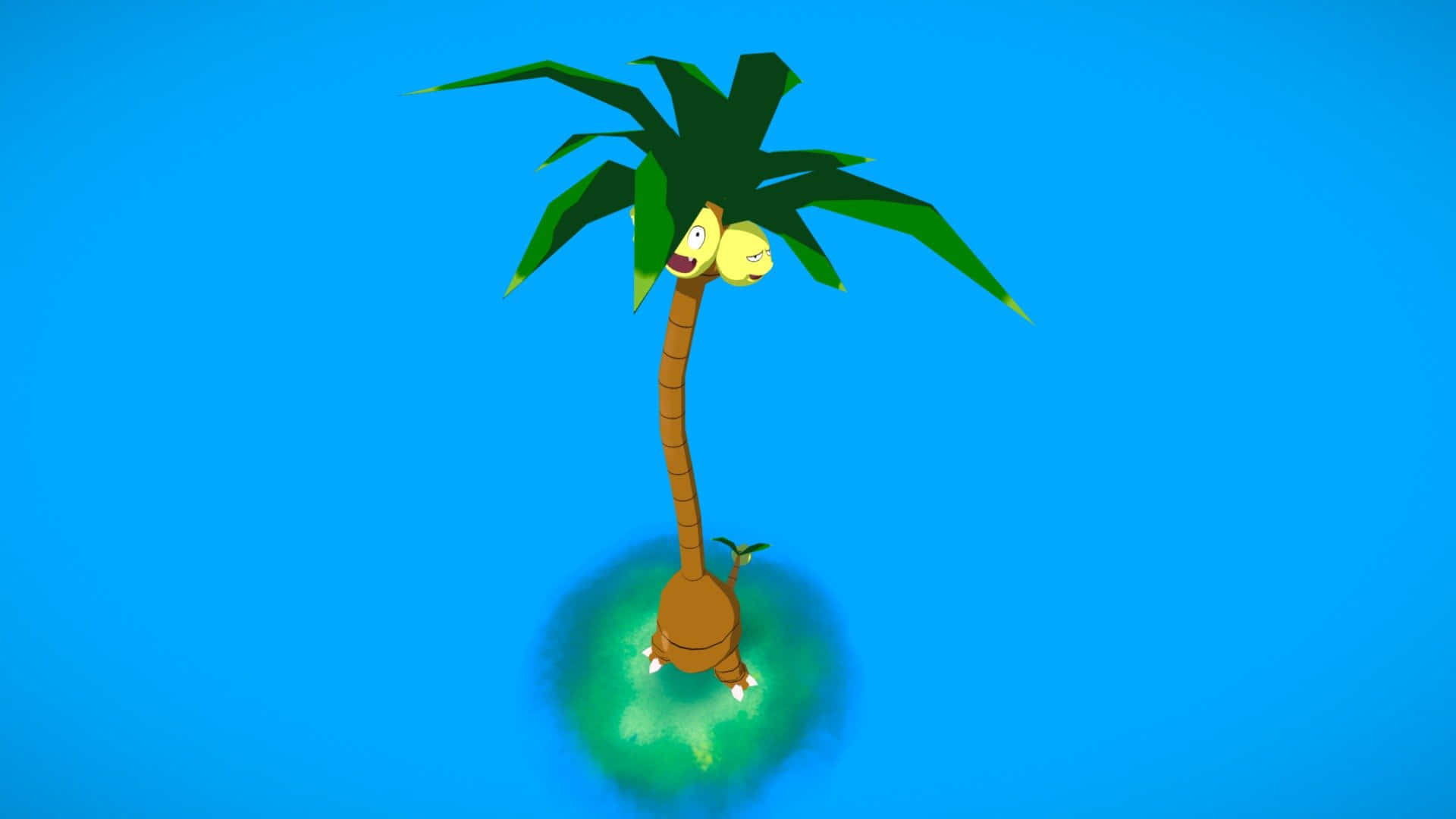 Exeggutor Katika Mandharinyuma ya Bluu Picha ya Ukuta