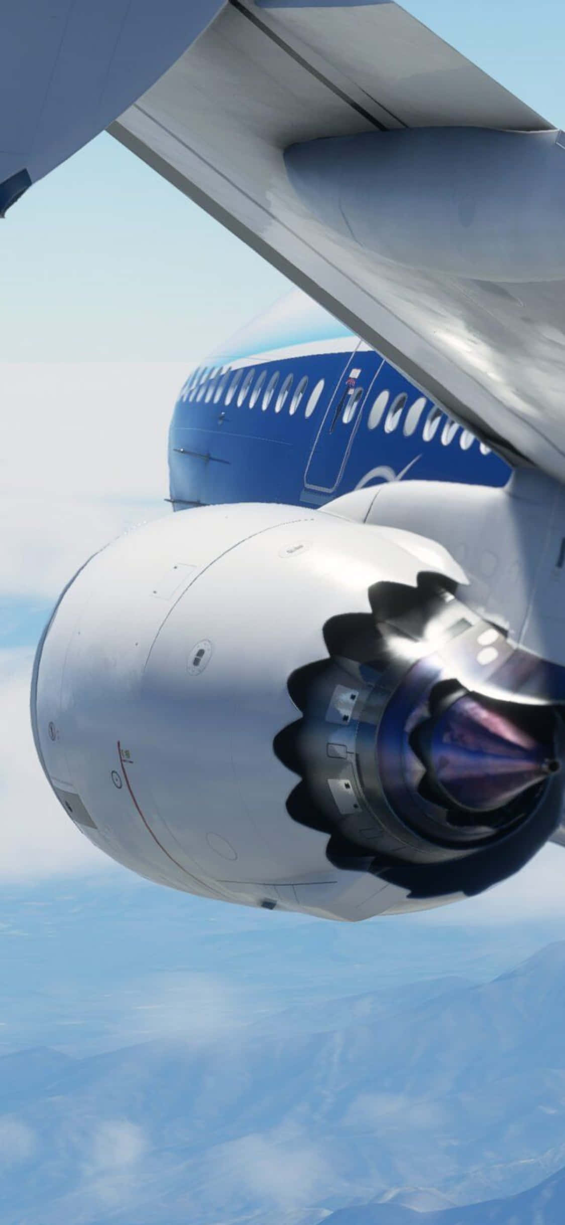 Kufafanua anga katika Microsoft Flight Simulator kwenye iPhone XS Picha ya Ukuta