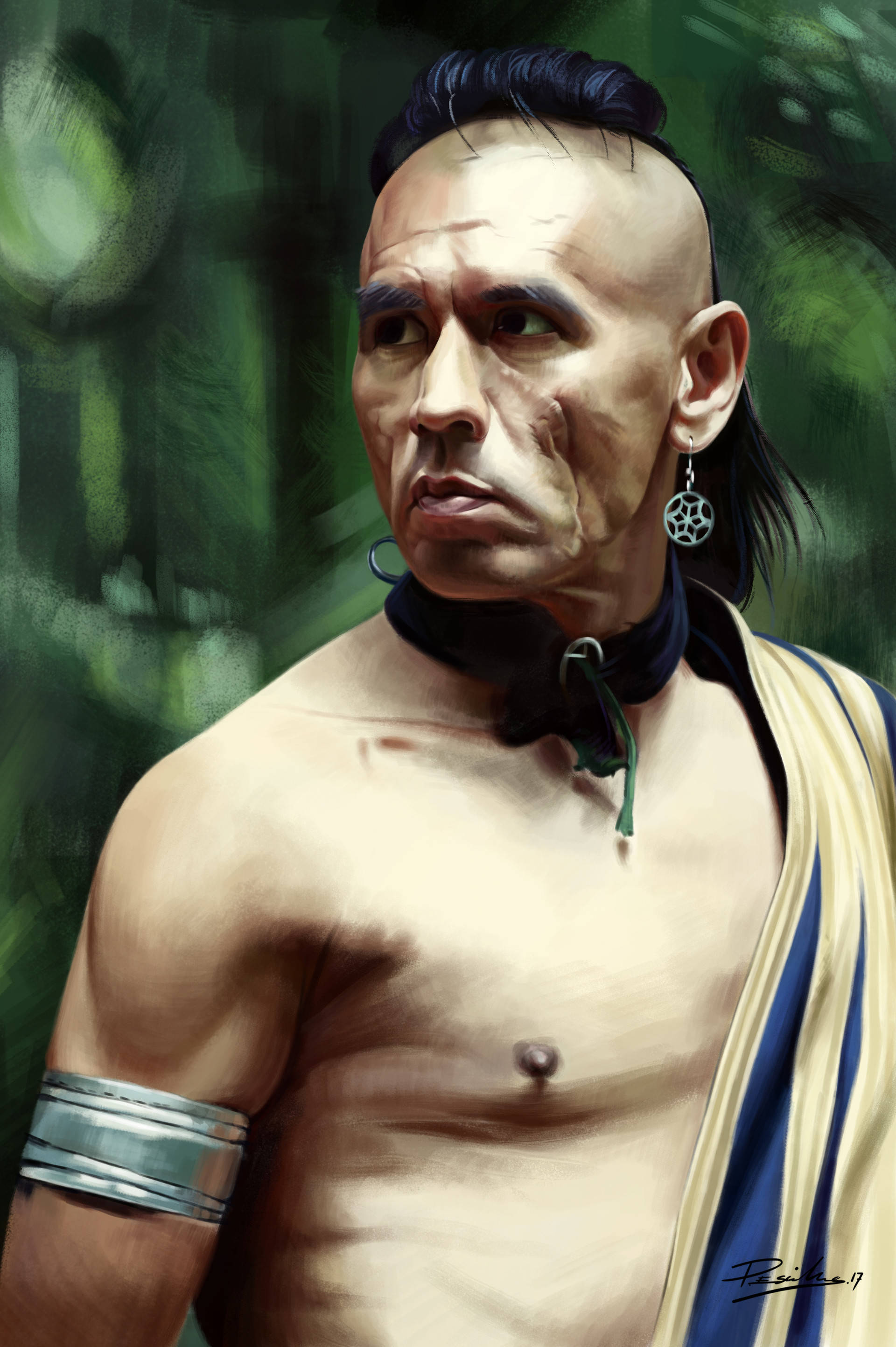 Famed Actor Wes Studi in the iconic film, The Last of The Mohicans Picha ya Ukuta