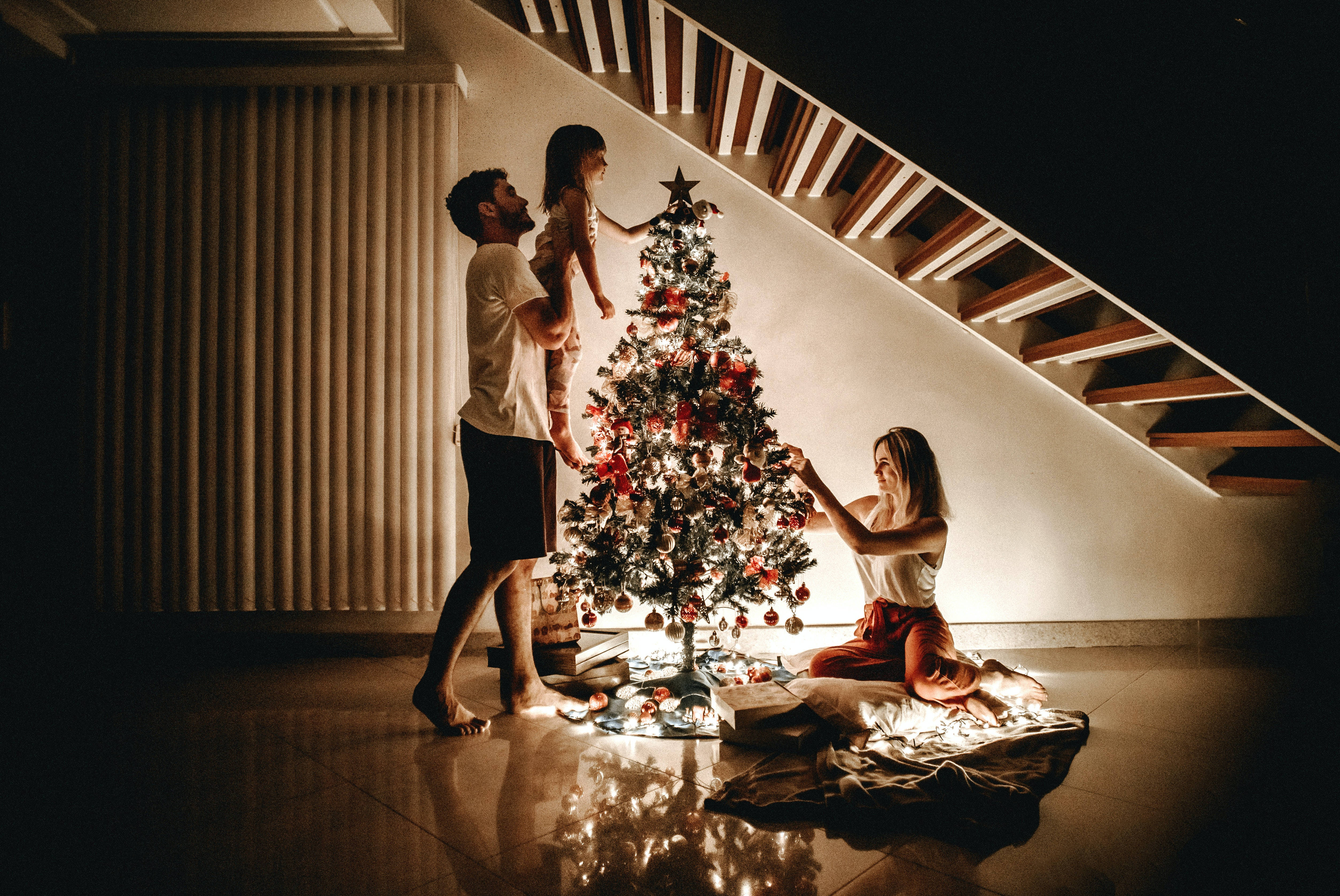Familia ya Krismasi yenye Ubora wa Juu Picha ya Ukuta