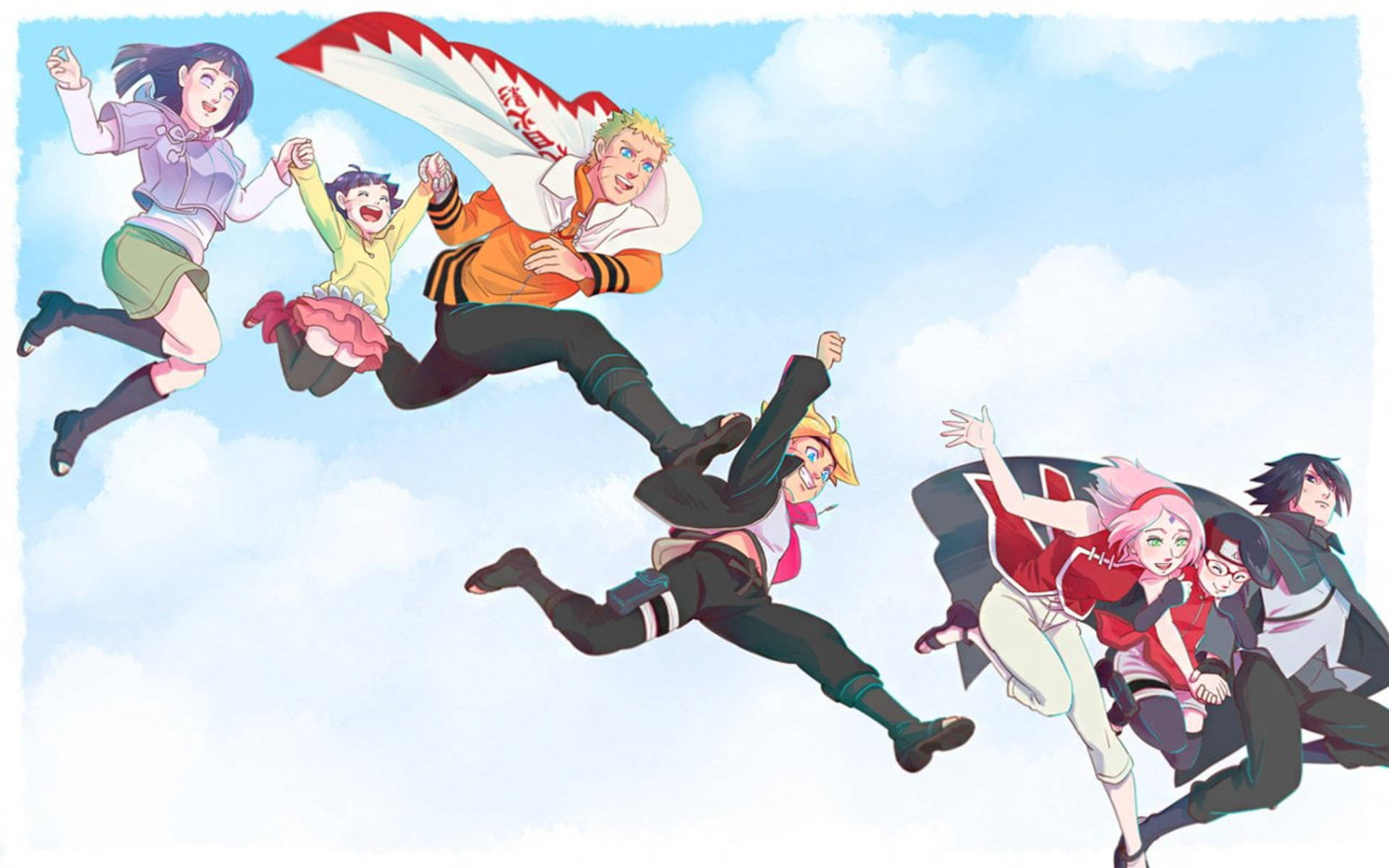 Familia ya Naruto na Sasuke Wahusika wa Naruto Picha ya Ukuta
