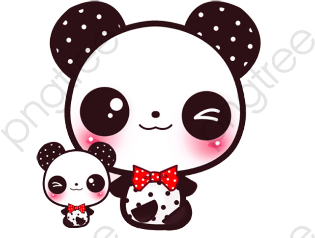 Familia ya Panda Katuni Wapendwa Picha ya Ukuta
