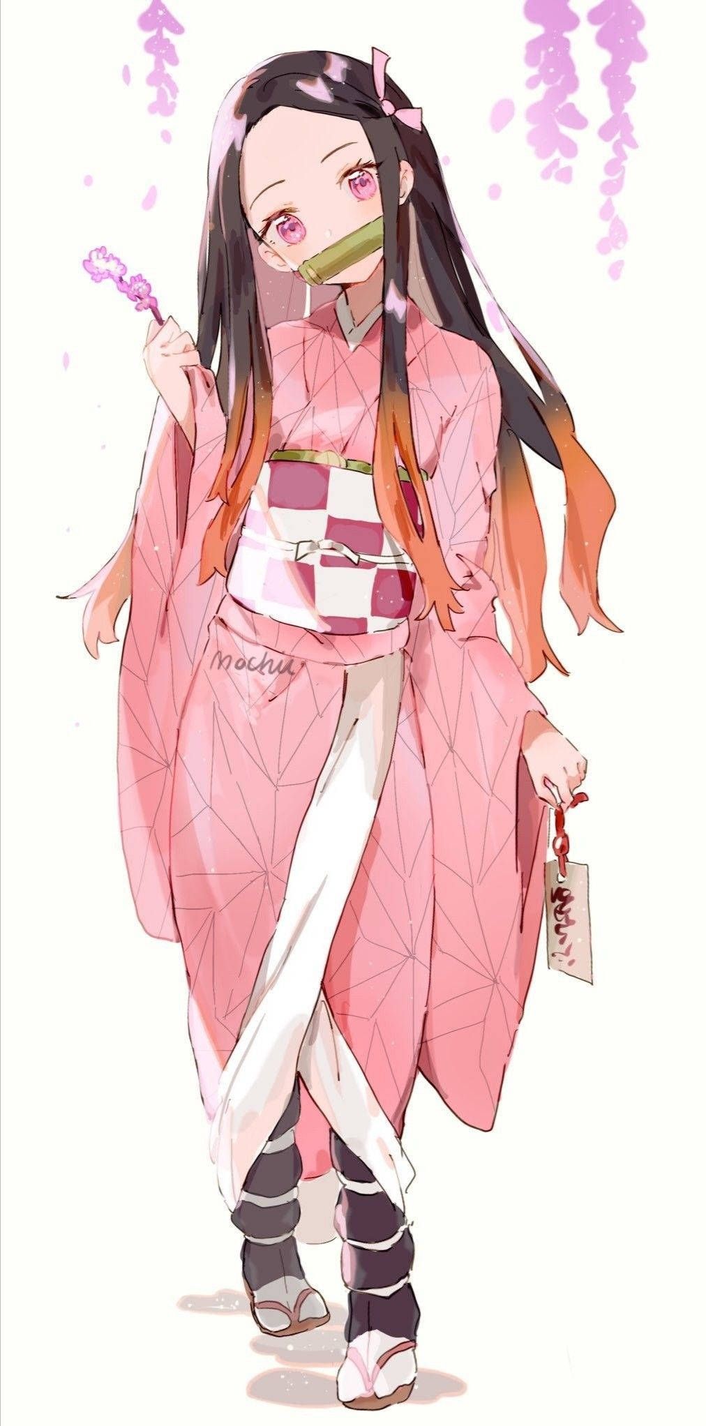 Fani Sanaa Demon Slayer Nezuko Picha ya Ukuta
