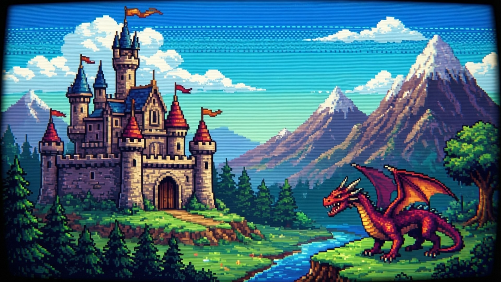Fantasia ya Pixel Art Picha ya Ukuta