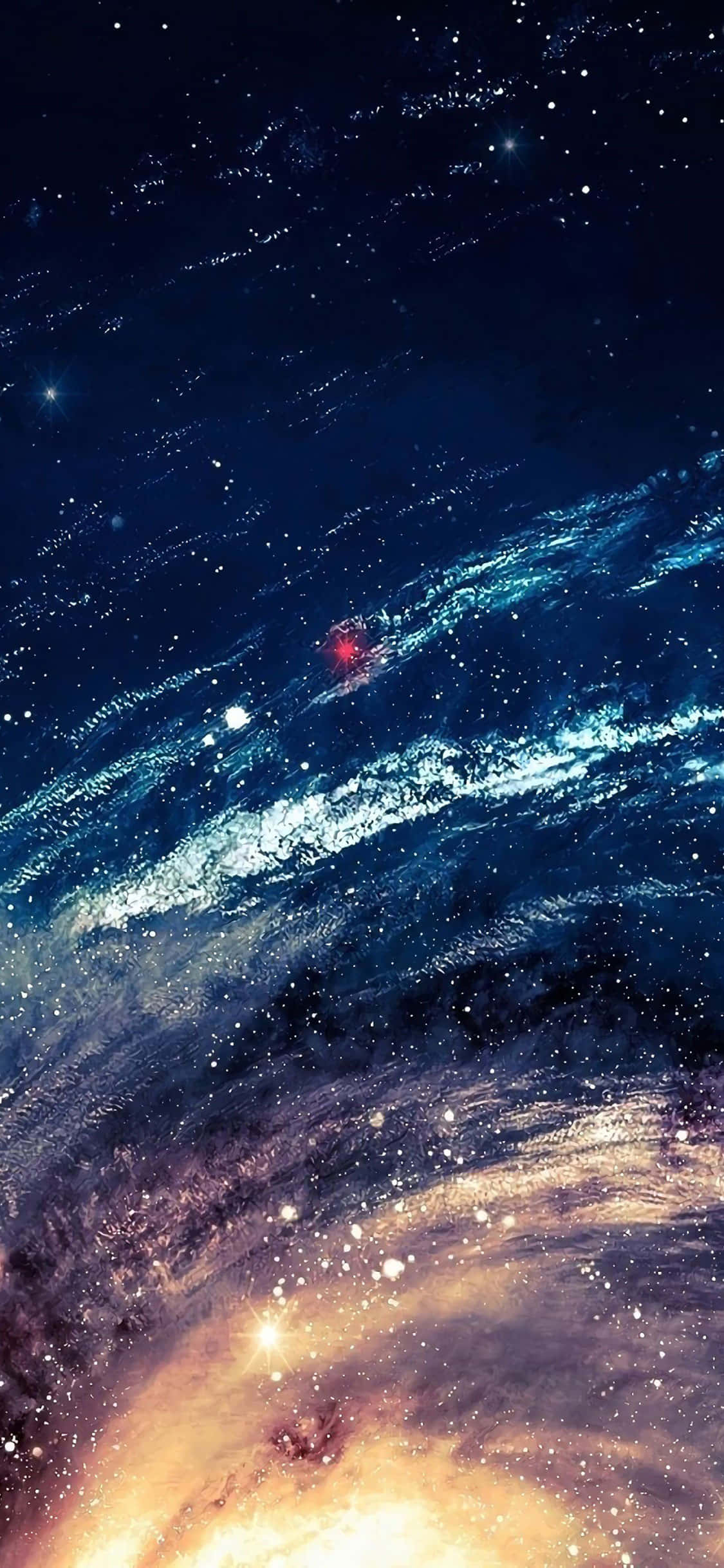 Fanya nguvu ya galaksi kwenye mikono yako na Blue Galaxy iPhone Picha ya Ukuta