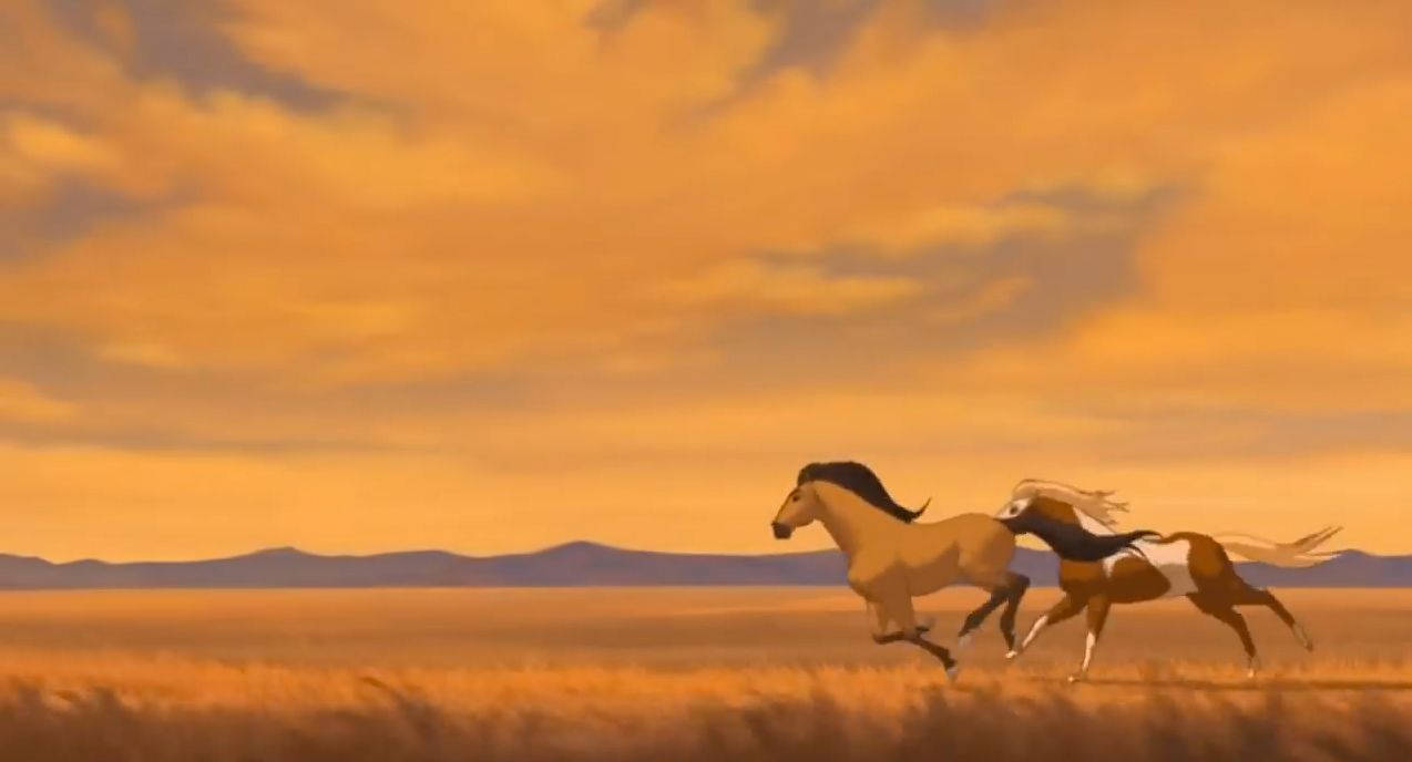 Farasi Wakimbia Katika Spirit Stallion Of The Cimarron Picha ya Ukuta