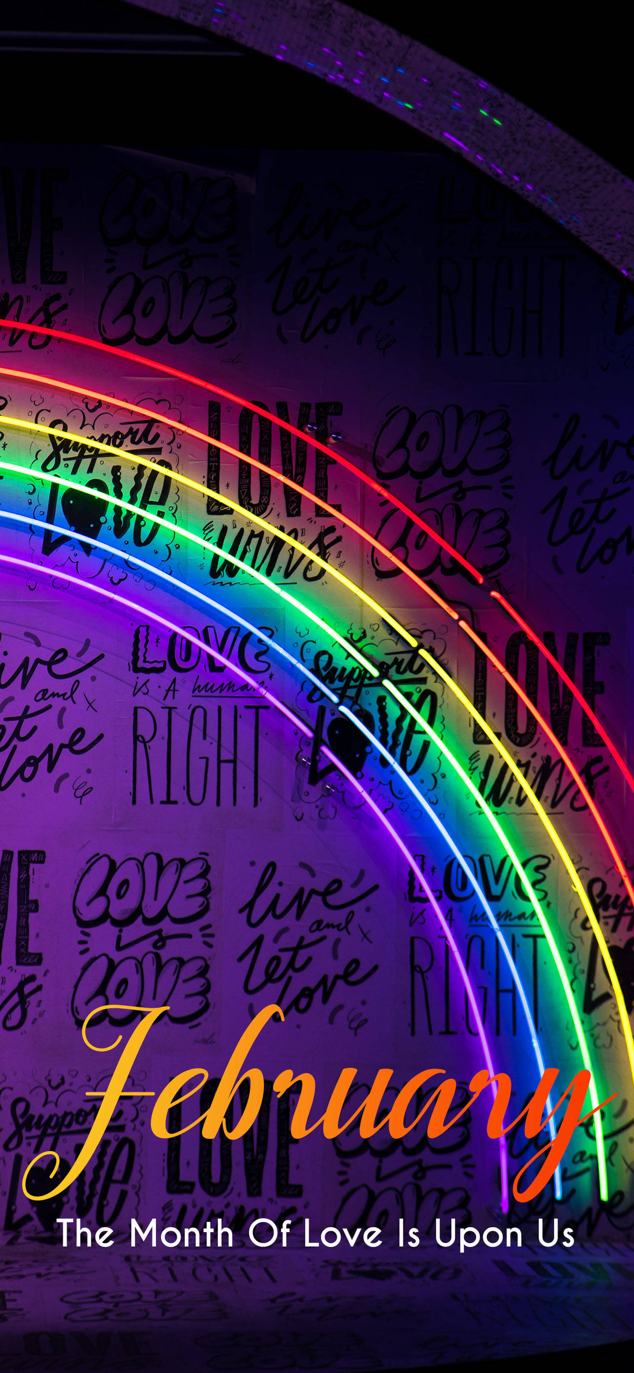 Februari Yenye Neon Rainbow Picha ya Ukuta