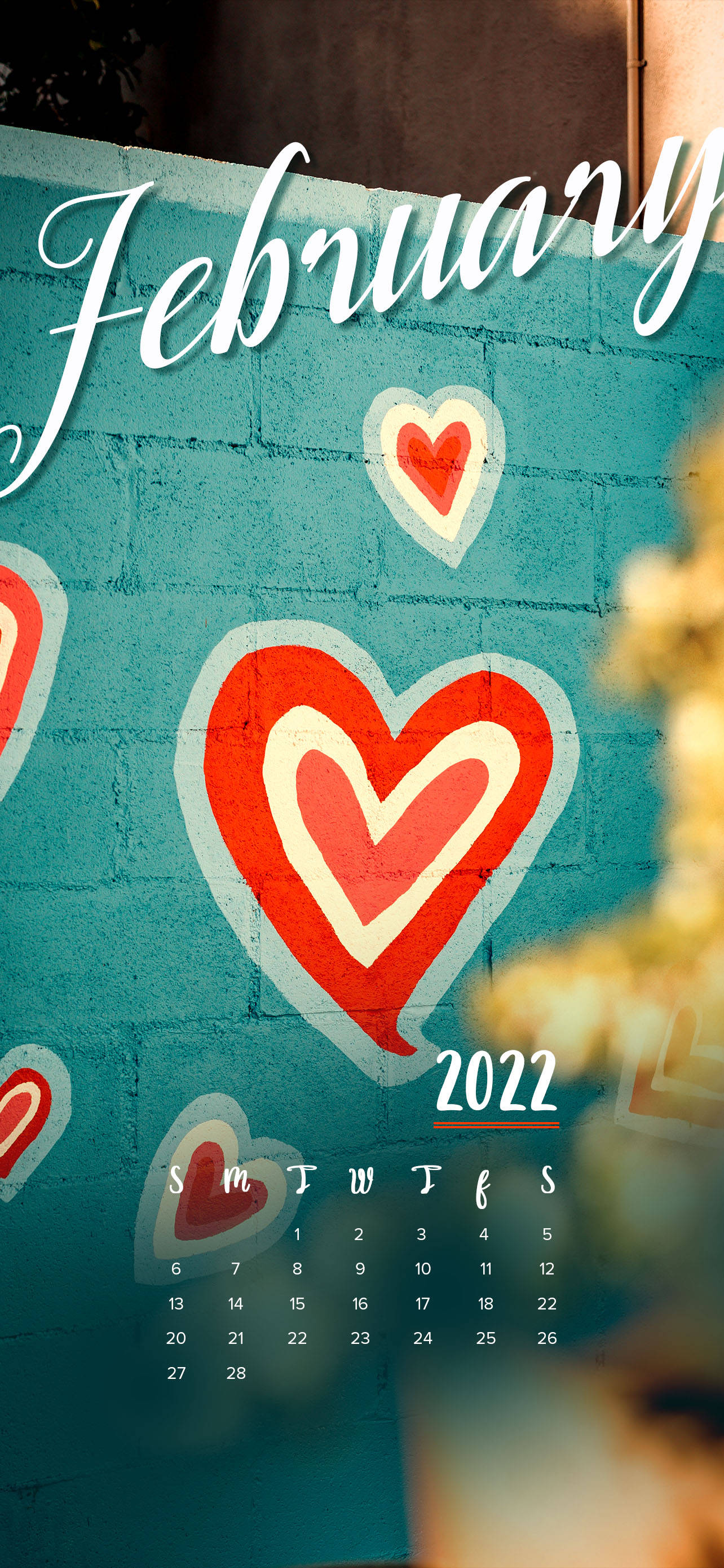 February 2022 Calendar Artwork Picha ya Ukuta