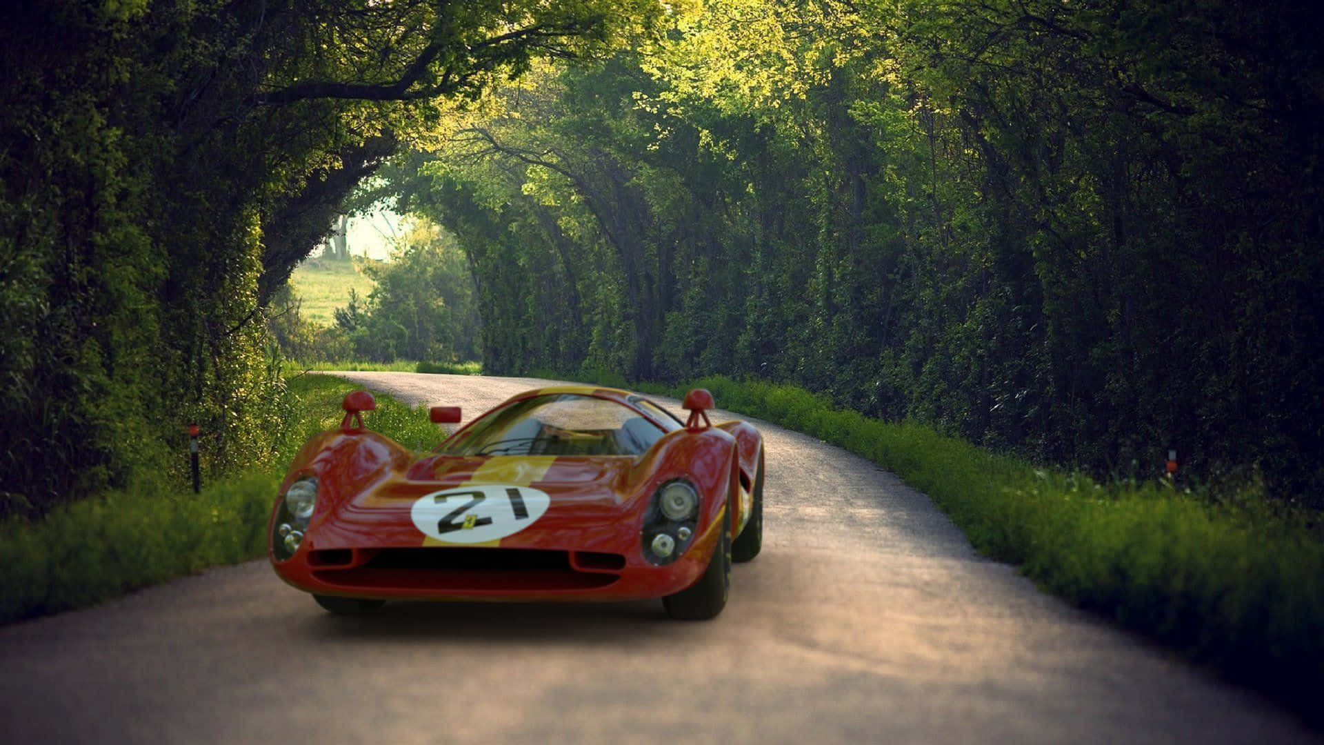 Ferrari 330 Barabarani Yenye Kivuli Picha ya Ukuta