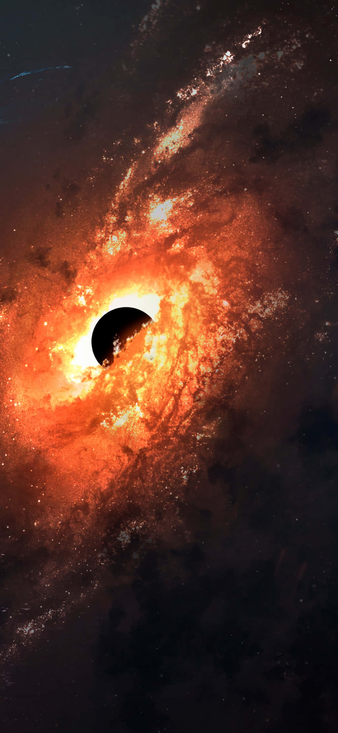 Fiery Galaxy Space Background Picha ya Ukuta