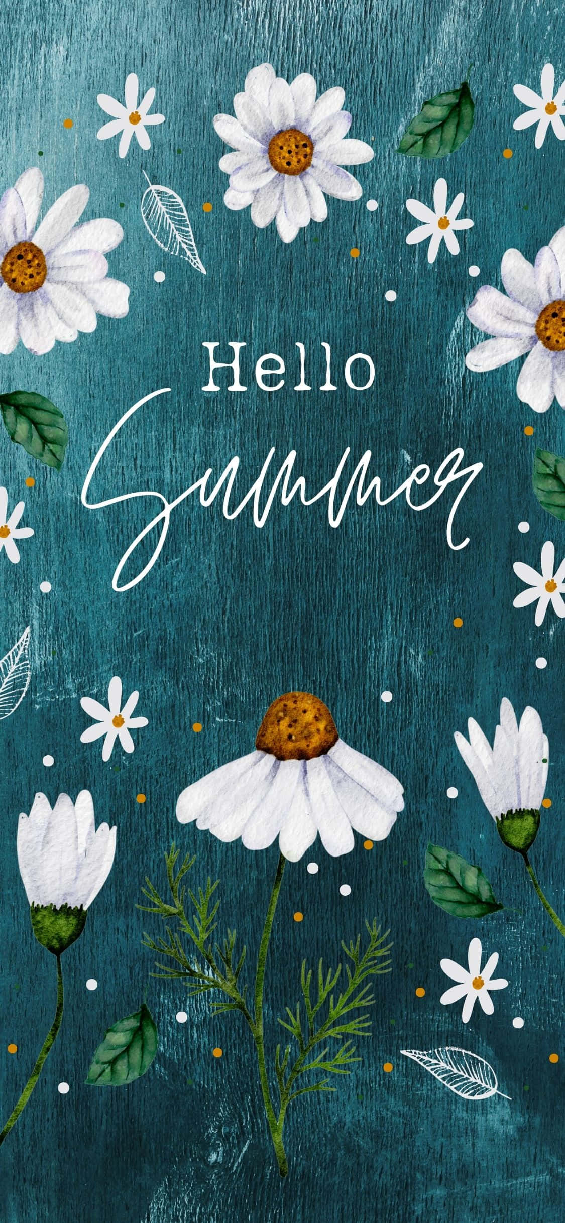 Floral Hello Summer iPhone X Summer Background Picha ya Ukuta