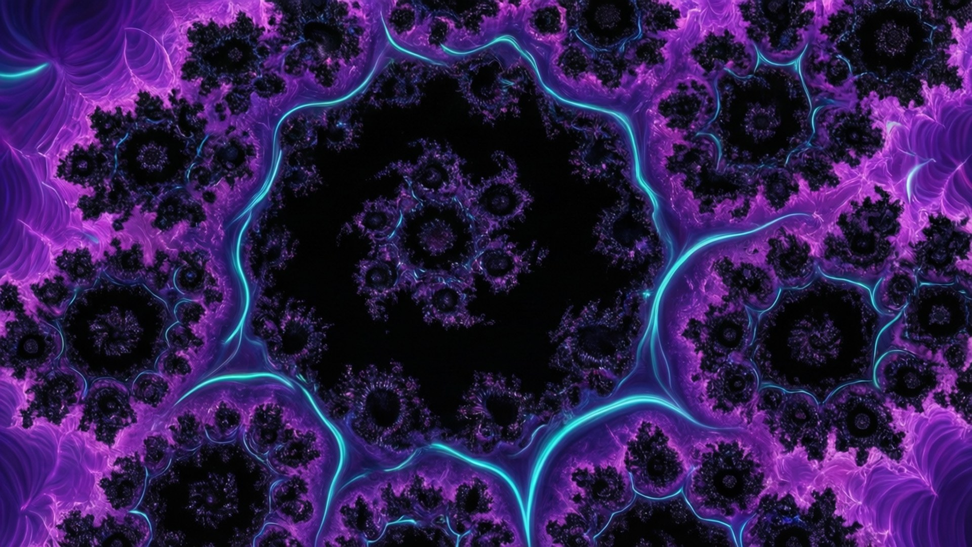 Fractal Zambarau na Siani Picha ya Ukuta
