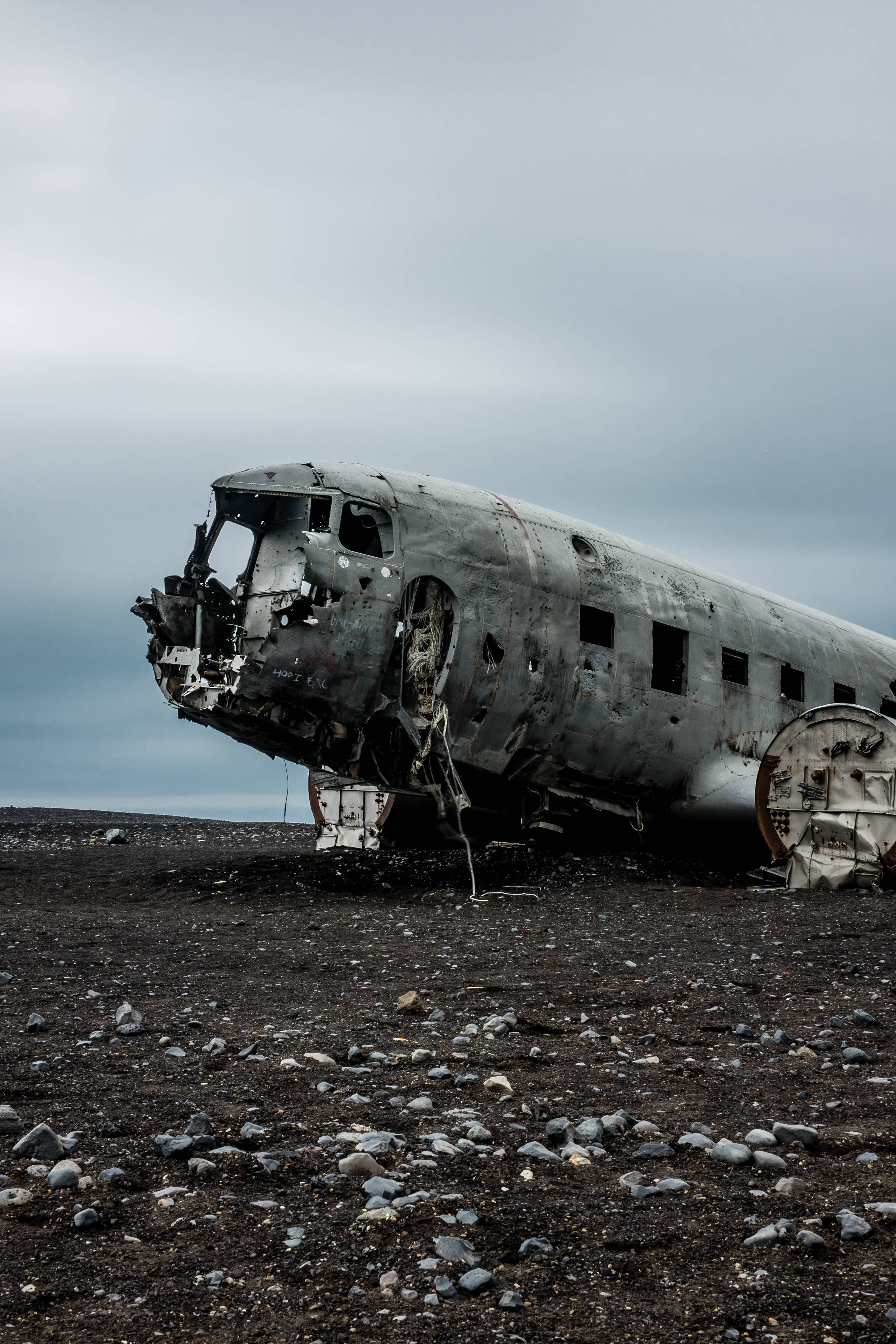 Fron View Plane Wreck Picha ya Ukuta
