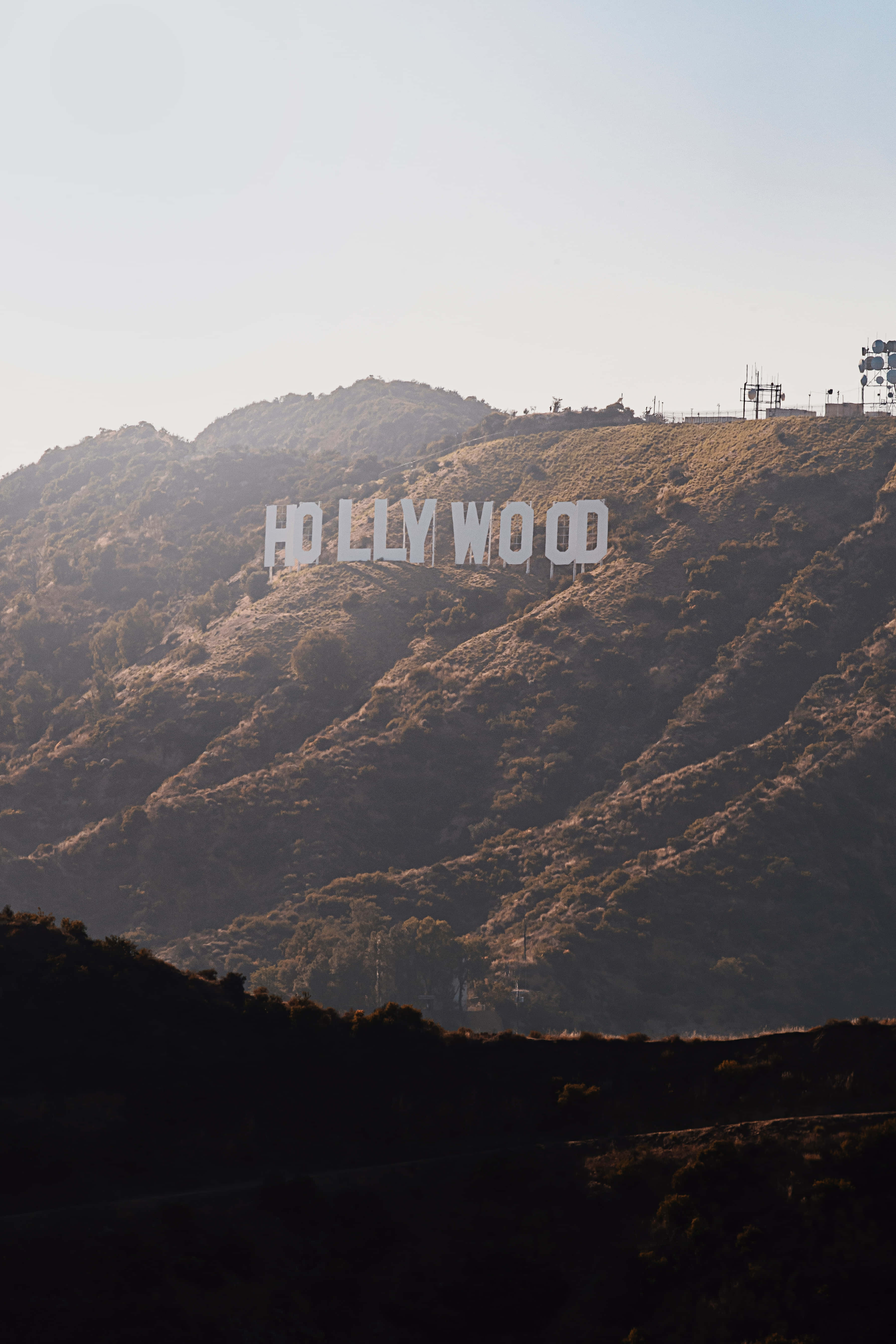 Front View Of Hollywood Background Sign Board Picha ya Ukuta
