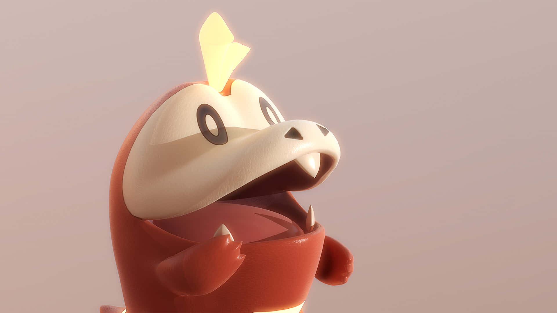 Fuecoco Pokemon Mdomo Wazi 3D Picha ya Ukuta