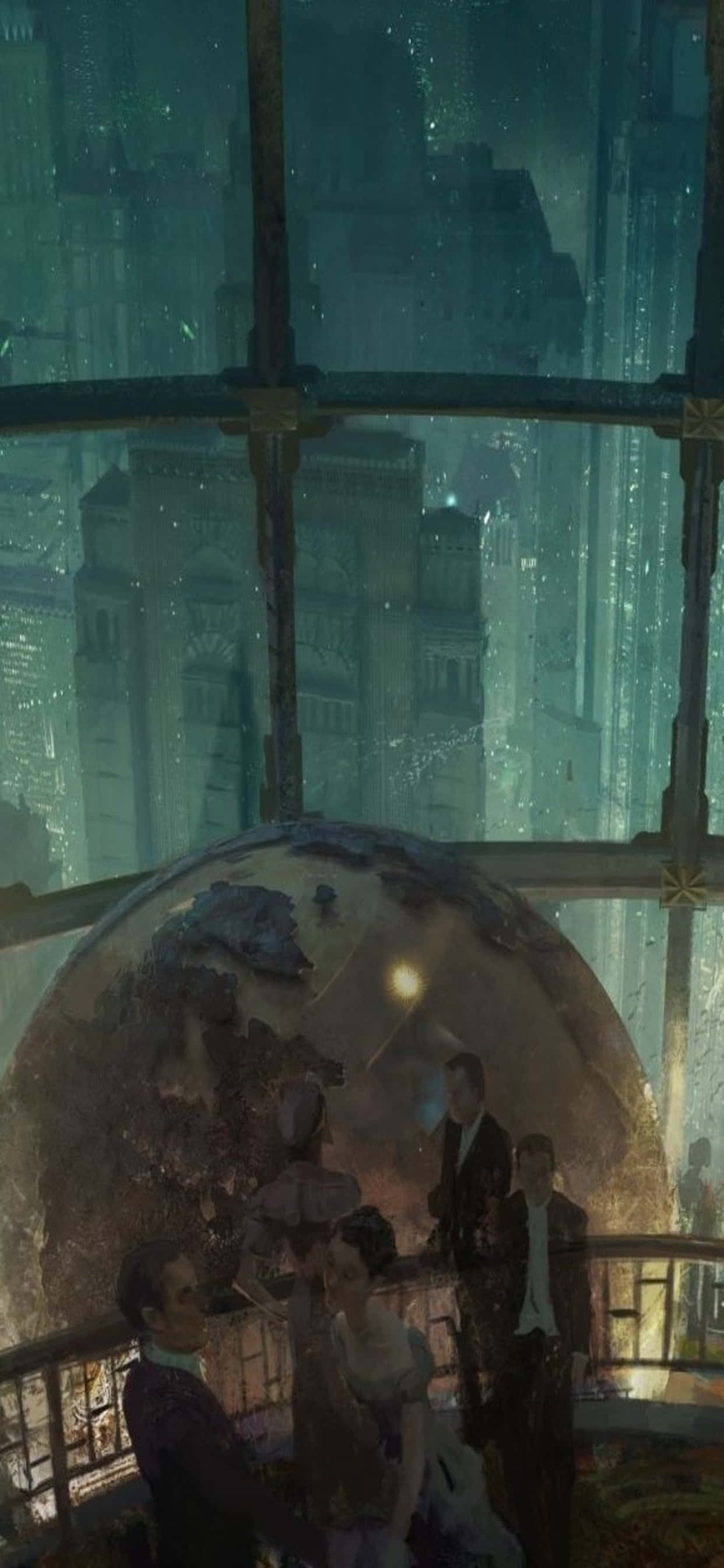 Ufungue Dunia ya Kufikiri na iPhone XS Max na BioShock Infinite Picha ya Ukuta