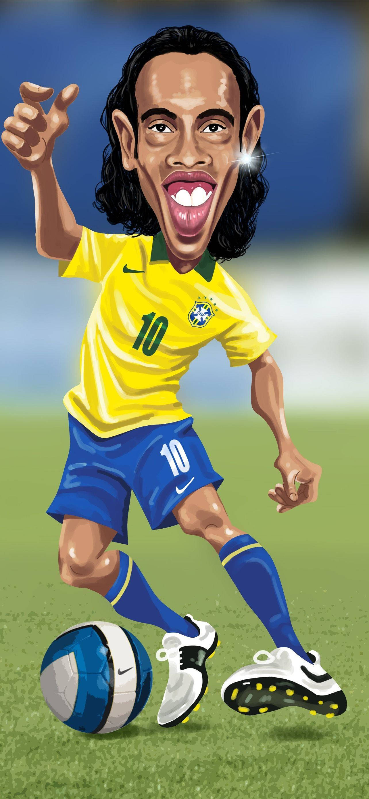 Funny Ronaldinho Caricature Picha ya Ukuta